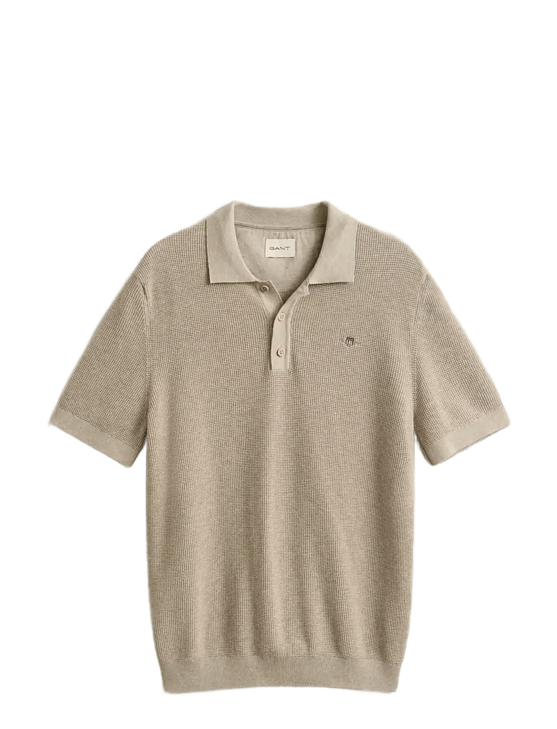 GANT - MICRO TEXTURED COTTON SS POLO - gestrickte polohemden - oat melange - 1