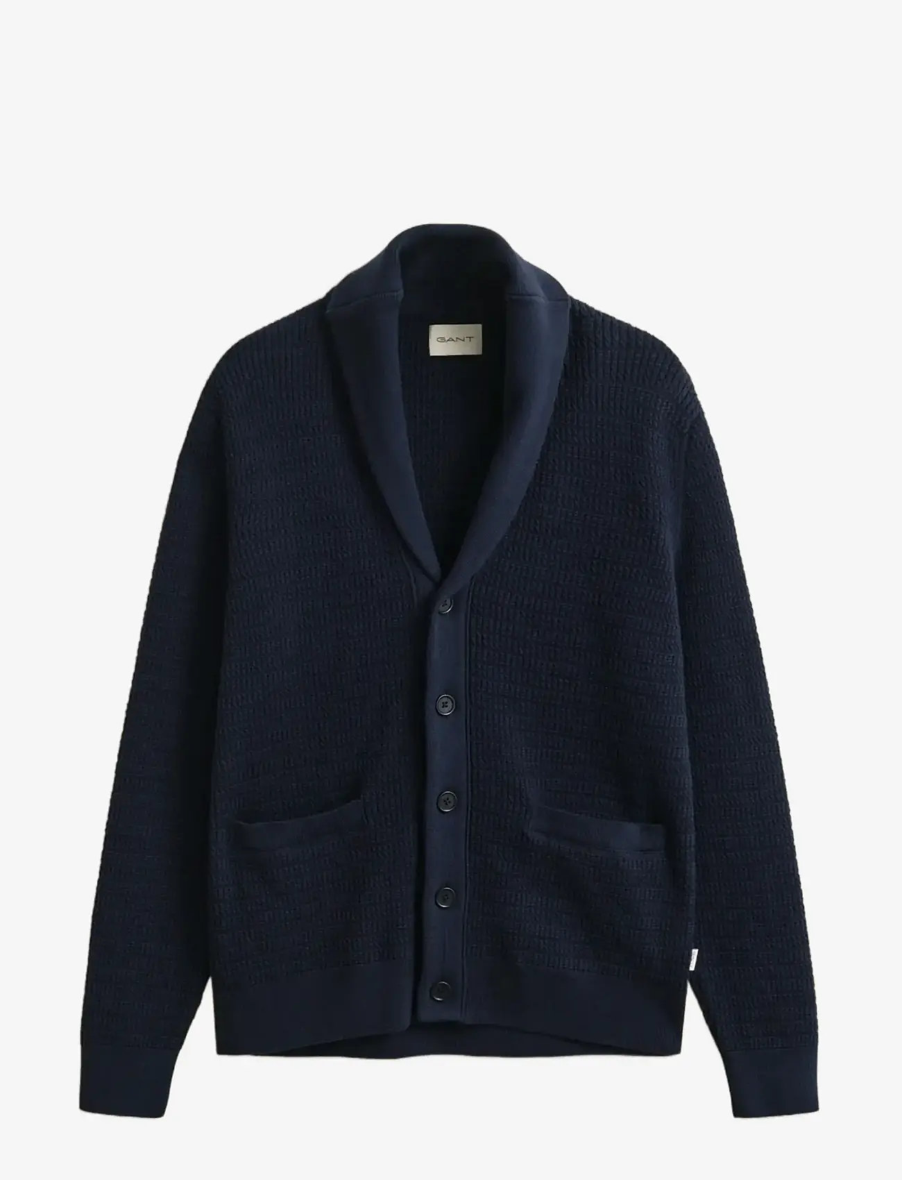 GANT - MINI CABLE SHAWL COLLAR CARDIGAN - cardigans - evening blue - 1