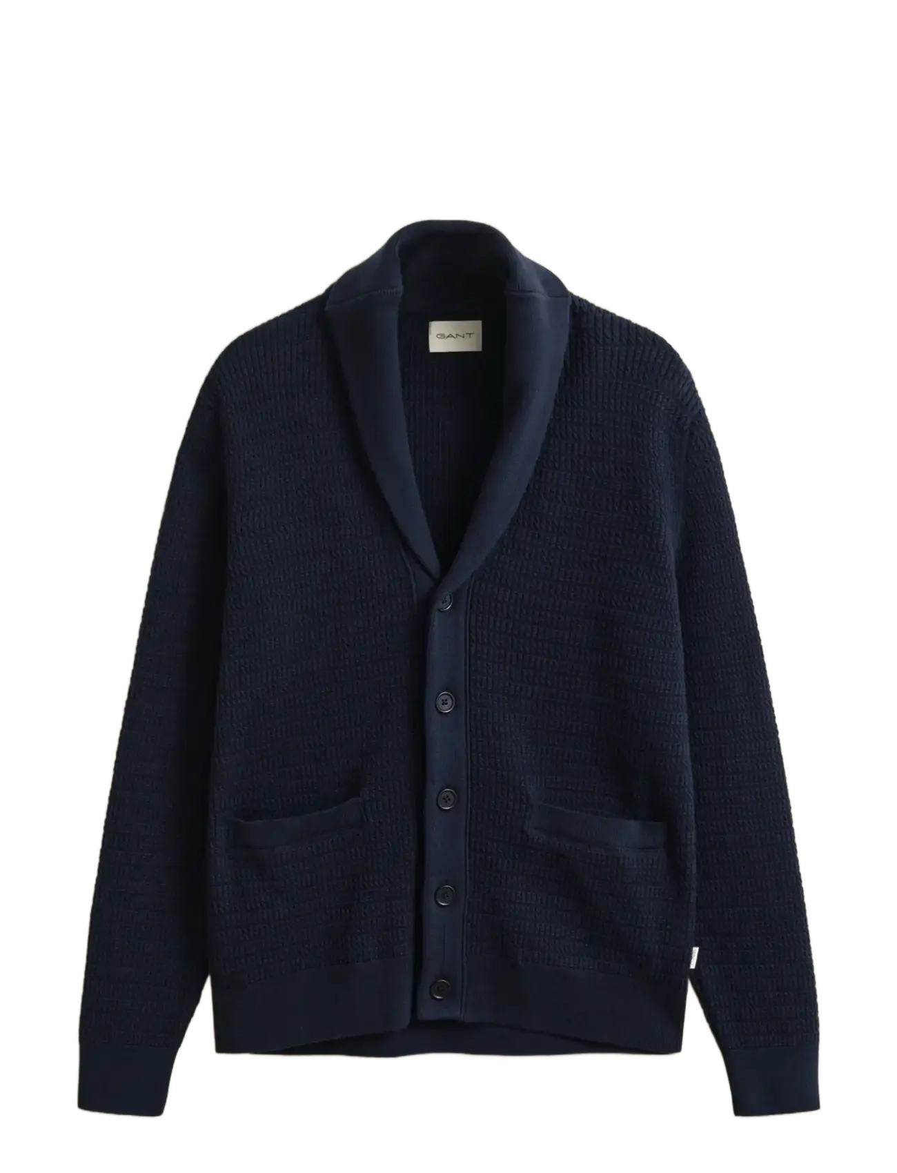 MINI CABLE SHAWL COLLAR CARDIGAN - EVENING BLUE