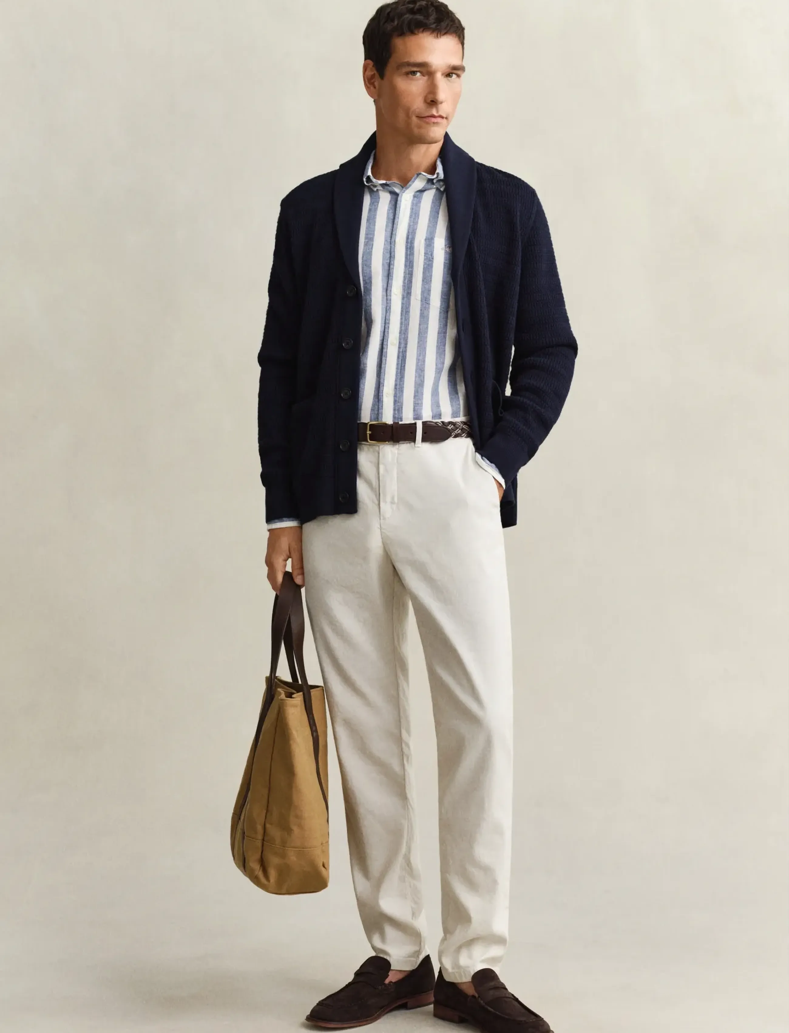 Gant - MINI CABLE SHAWL COLLAR CARDIGAN - cardigans - evening blue - 4