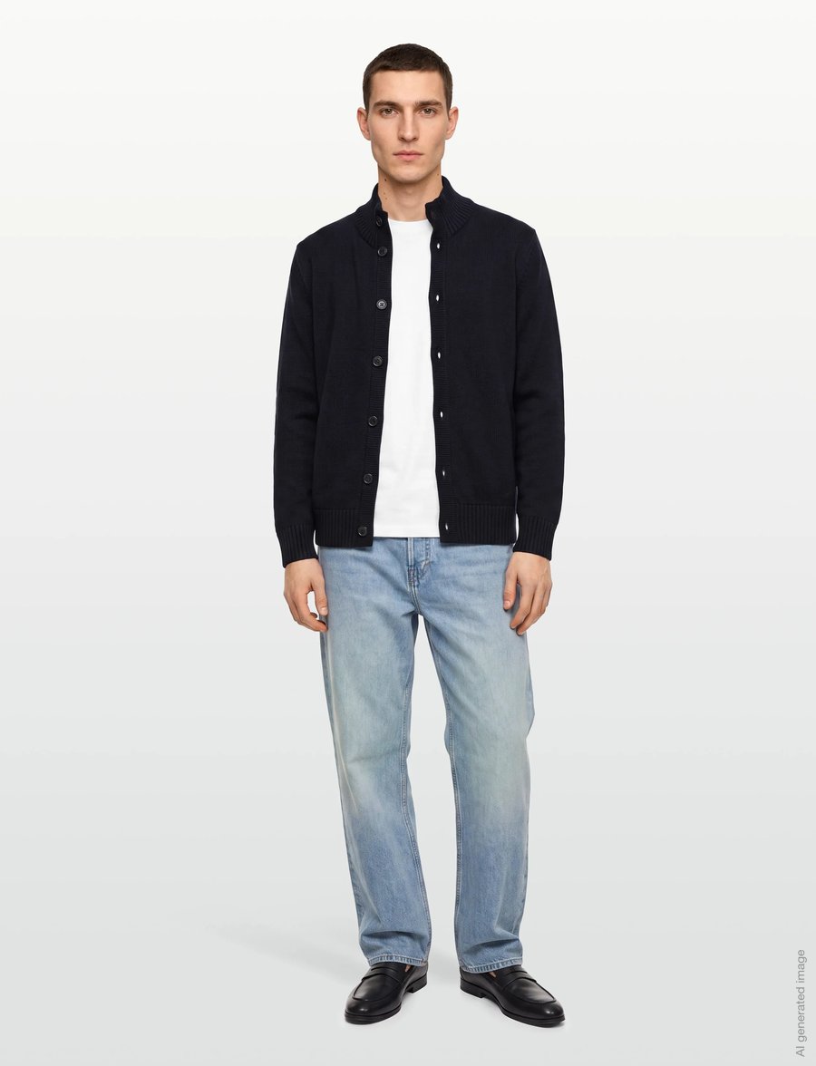 Gant - SUPIMA COTTON BUTTONED CARDIGAN - polokrage - evening blue - 0