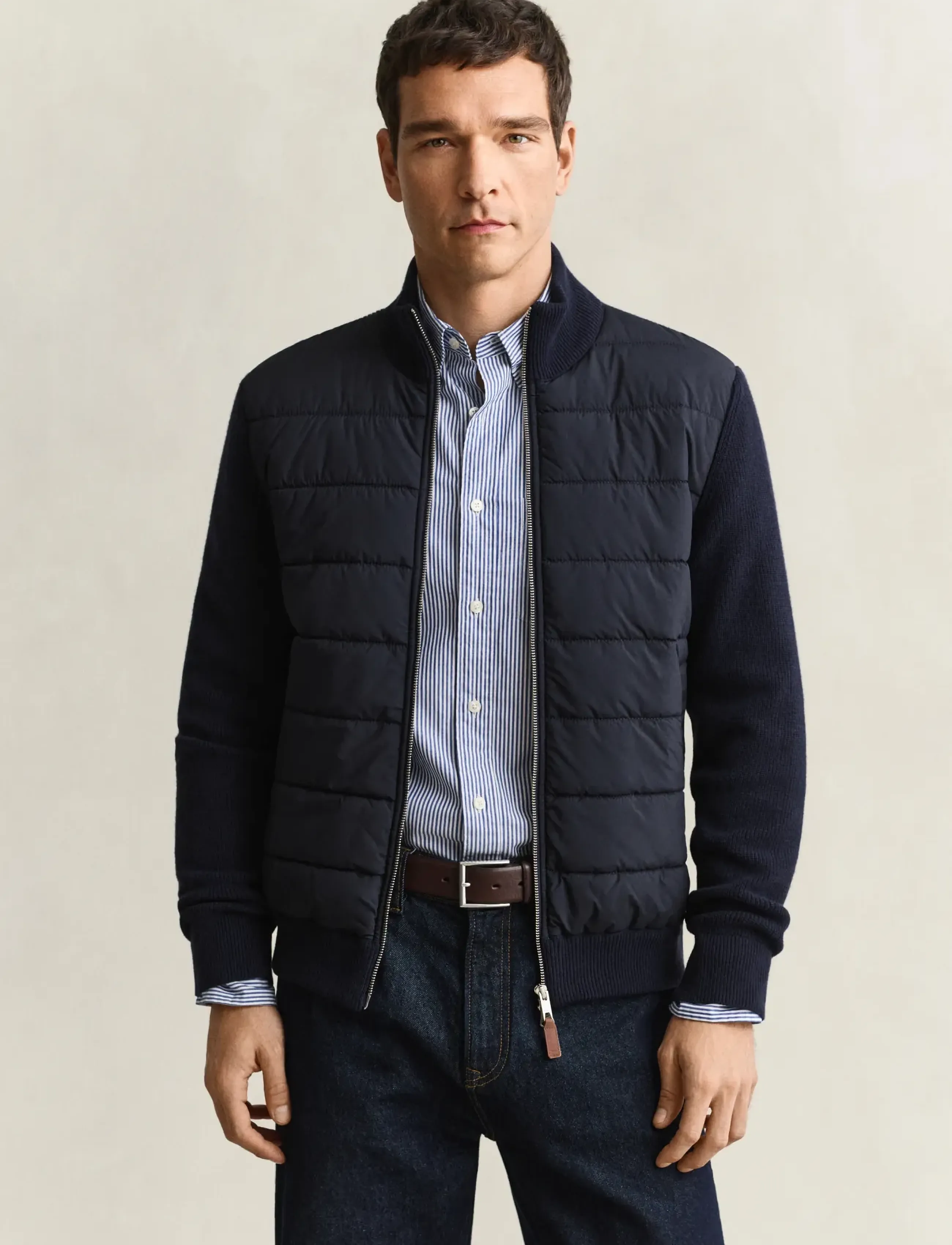 Gant HYBRID ZIPPED CARDIGAN - Riided - EVENING BLUE / navy