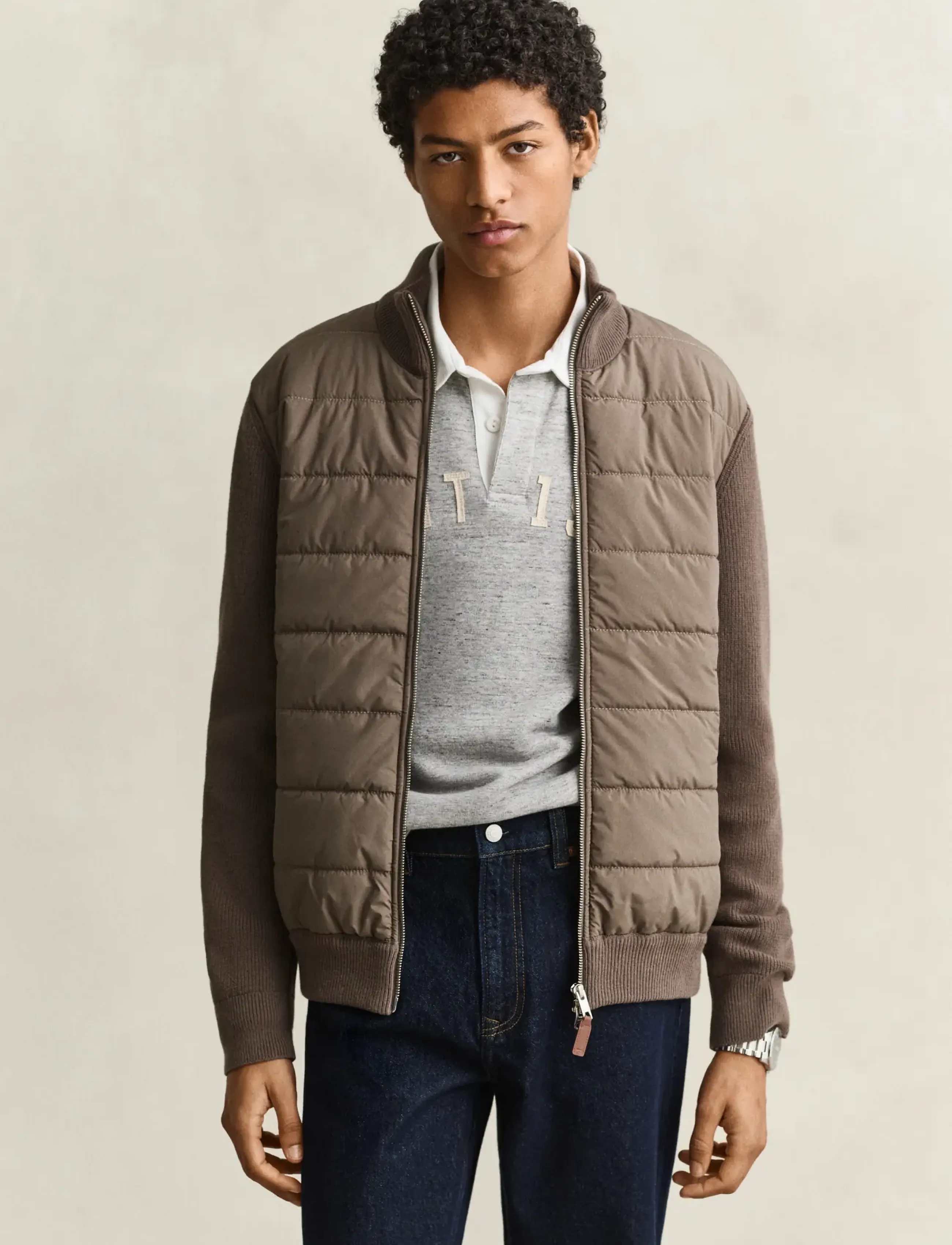 Gant HYBRID ZIPPED CARDIGAN - Jackor - FADED TAUPE / brown