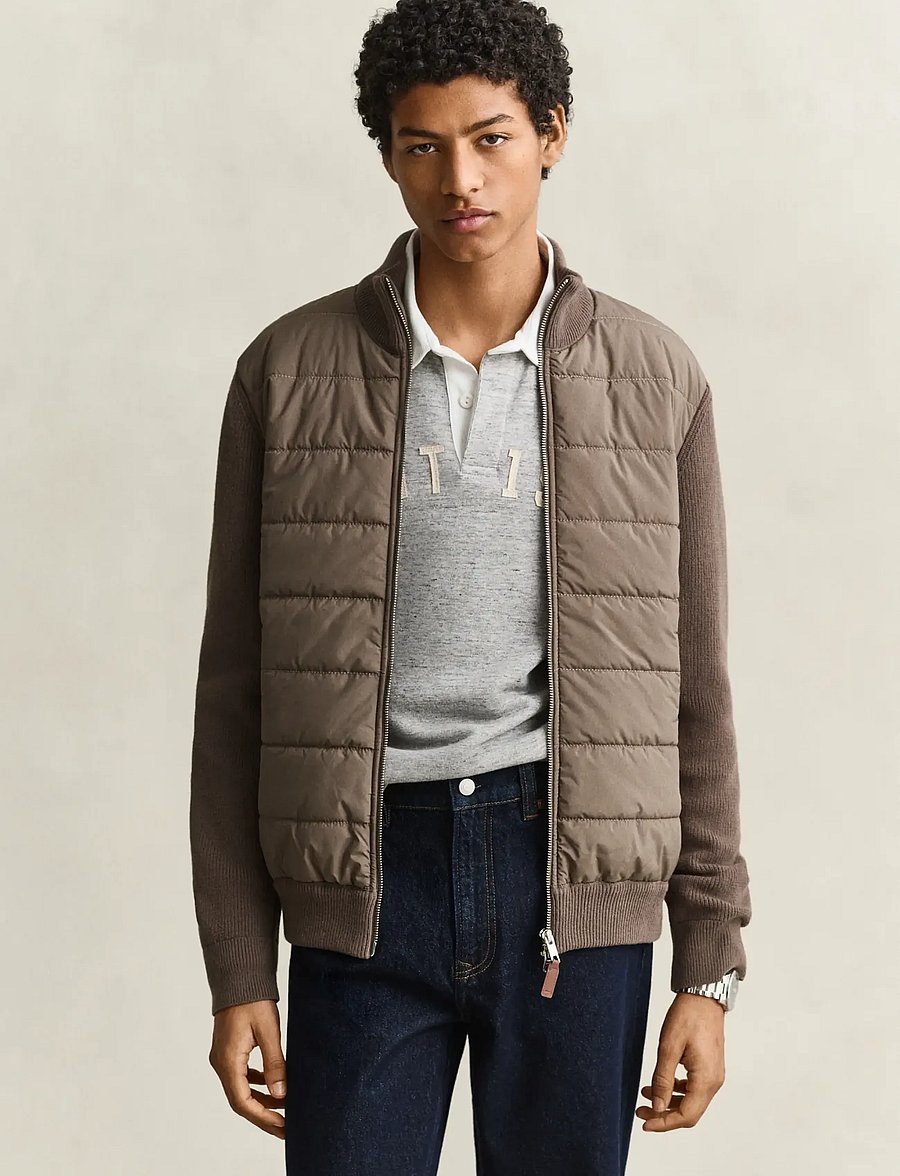 Gant - HYBRID ZIPPED CARDIGAN - forede jakker - faded taupe - 0