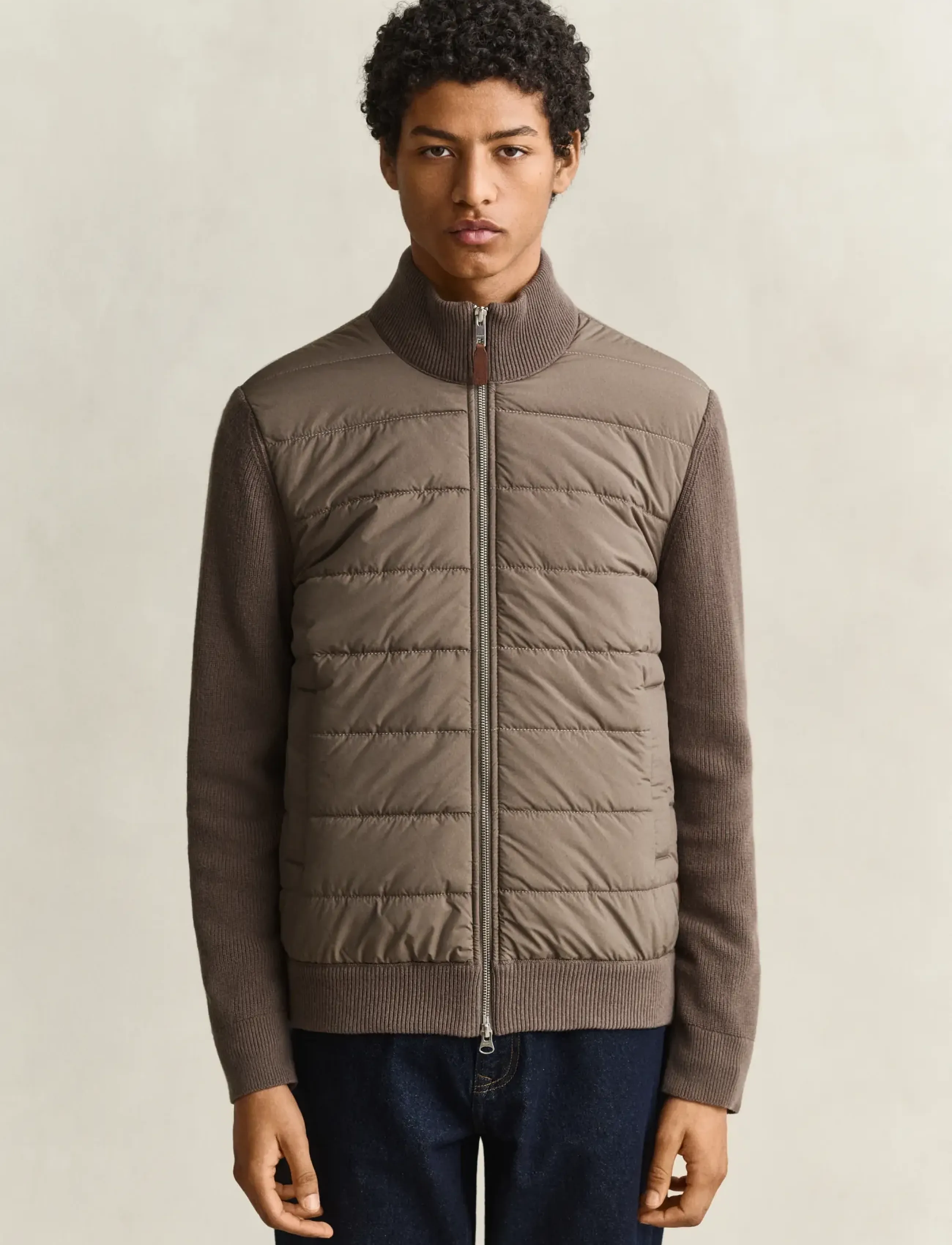 Gant - HYBRID ZIPPED CARDIGAN - forede jakker - faded taupe - 2