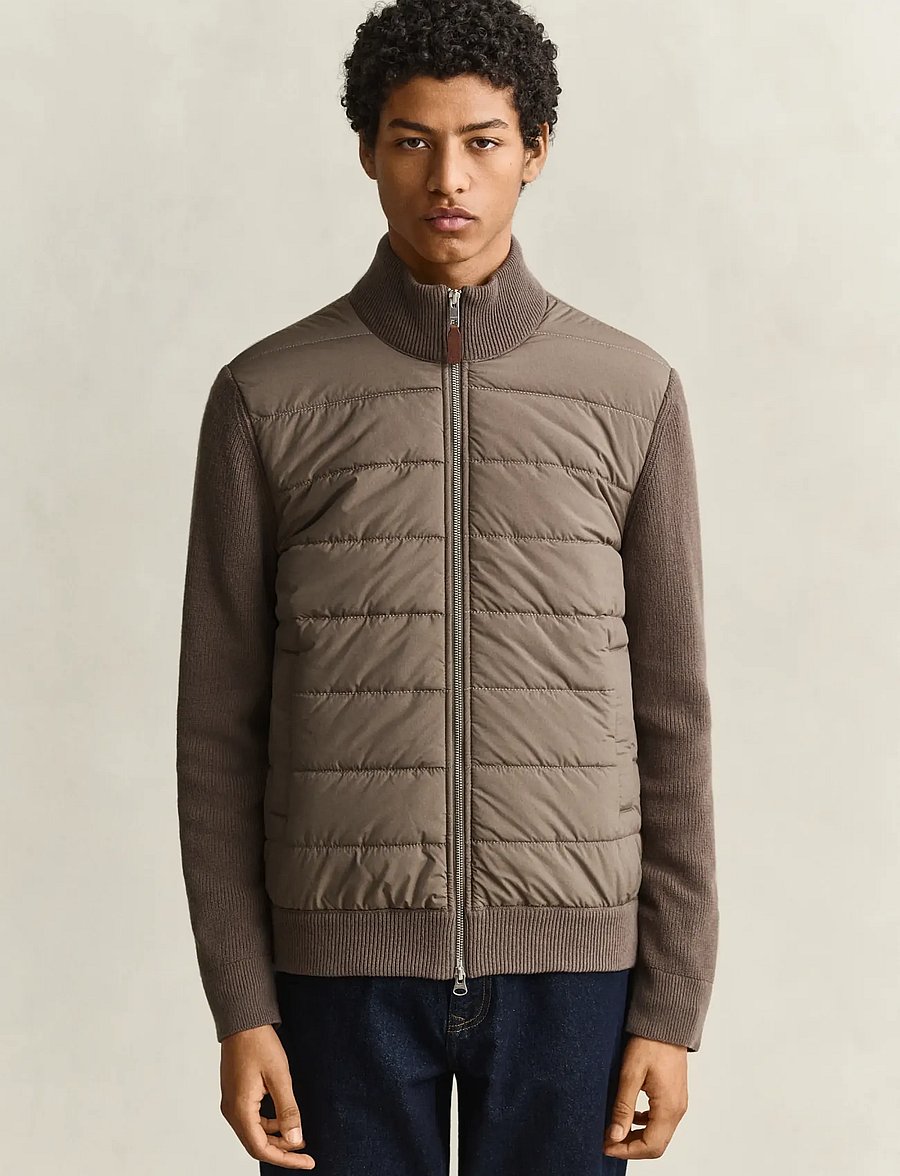 Gant - HYBRID ZIPPED CARDIGAN - forede jakker - faded taupe - 2