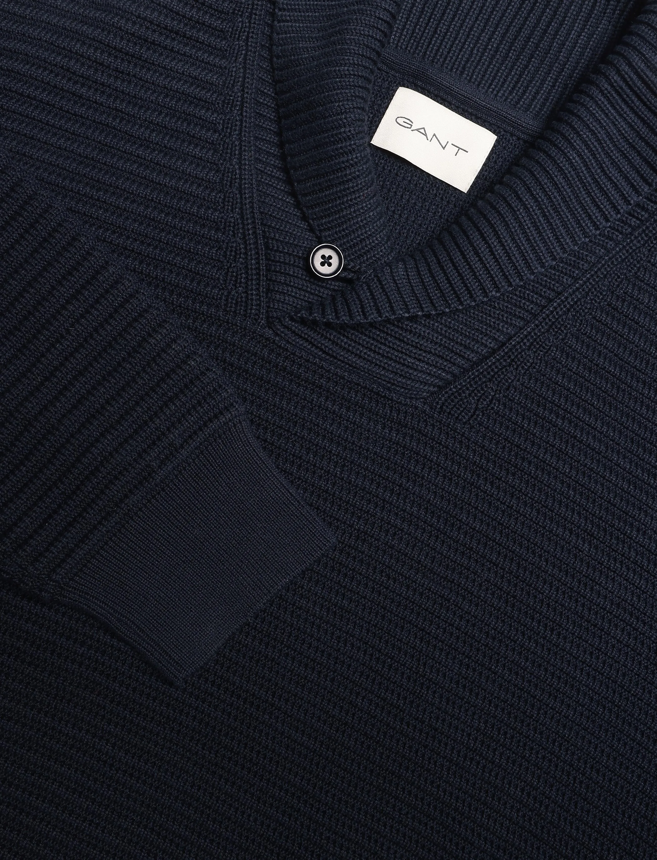 Gant - TEXTURED SHAWL COLLAR SWEATER - rundhals - evening blue - 1
