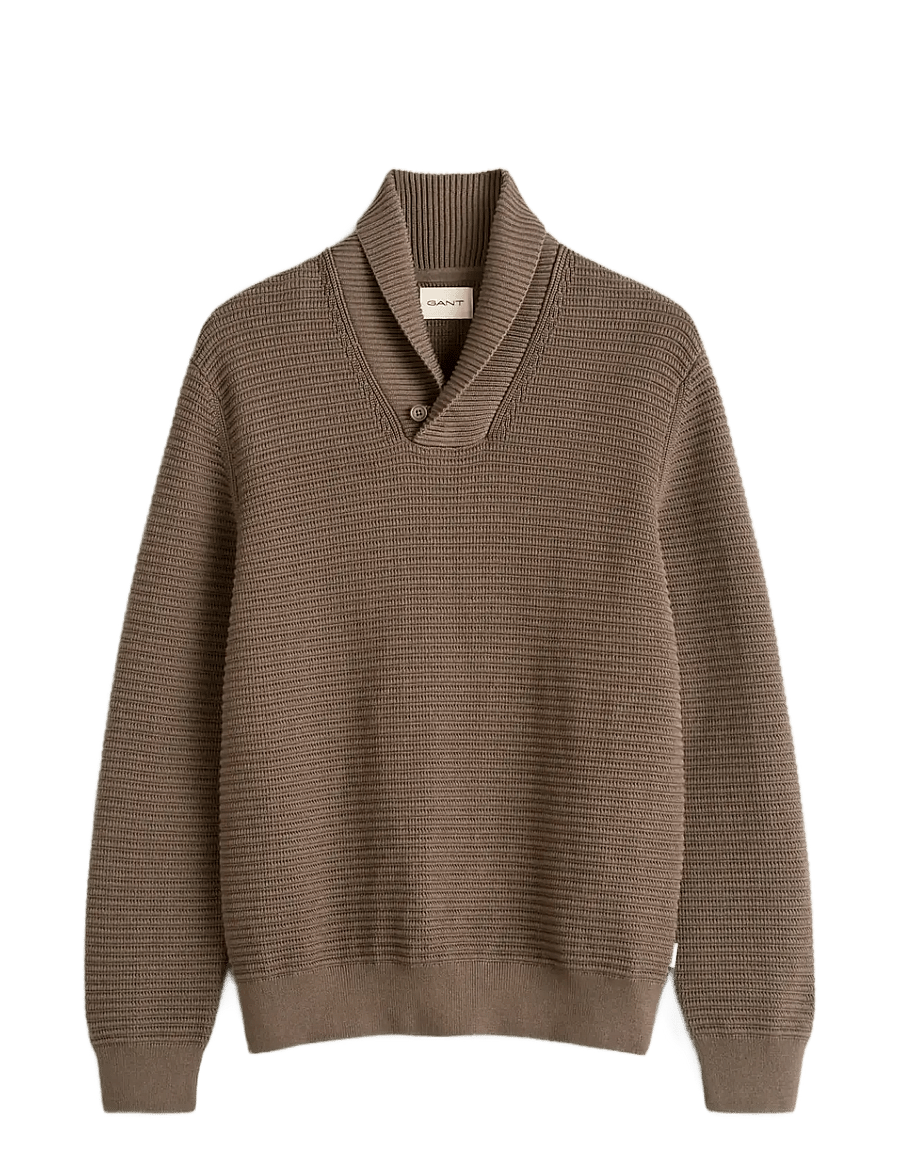 Gant - TEXTURED SHAWL COLLAR SWEATER - rundhalsad - faded taupe - 0