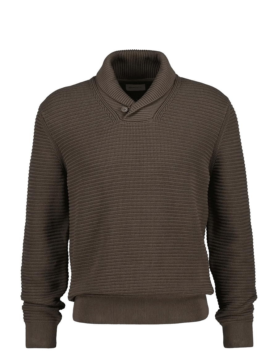 Gant - TEXTURED SHAWL COLLAR SWEATER - rundhalsad - faded taupe - 0