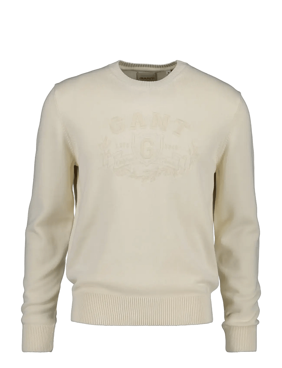 Gant - GRAPHIC COTTON C-NECK - cream - 0