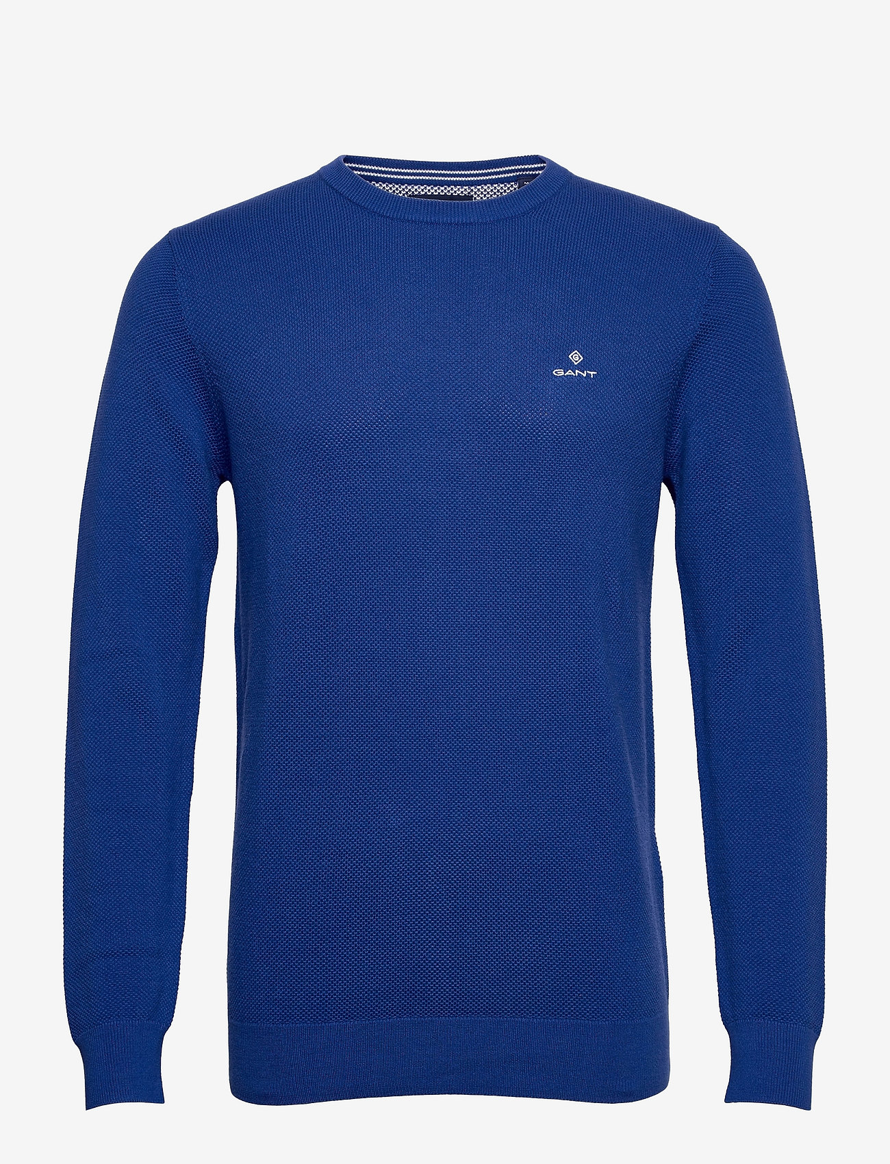 GANT - COTTON PIQUE C-NECK - megztinis su apvalios formos apykakle - college blue - 0