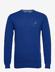 GANT - COTTON PIQUE C-NECK - megztinis su apvalios formos apykakle - college blue - 0