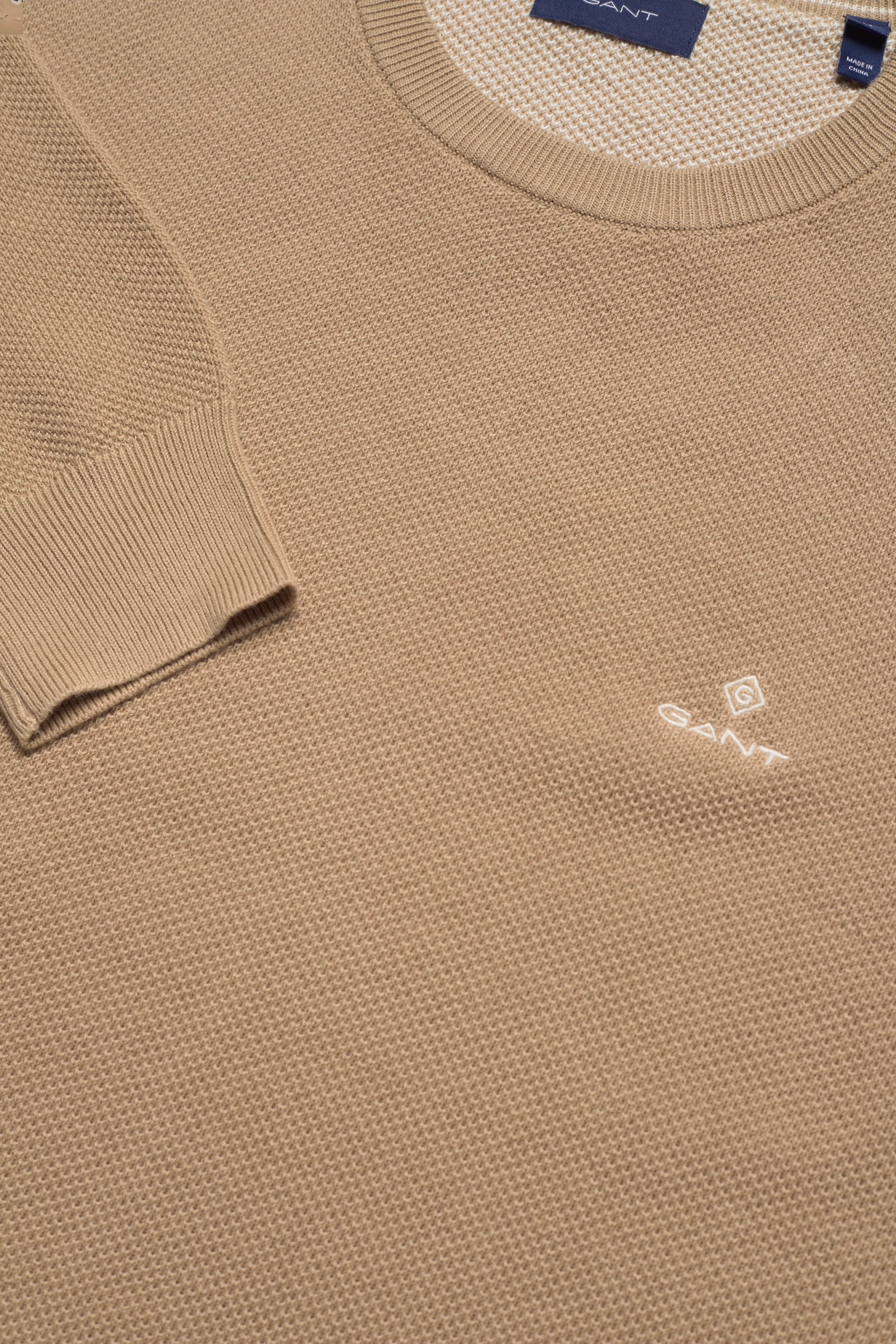 GANT - COTTON PIQUE C-NECK - dark khaki - 2