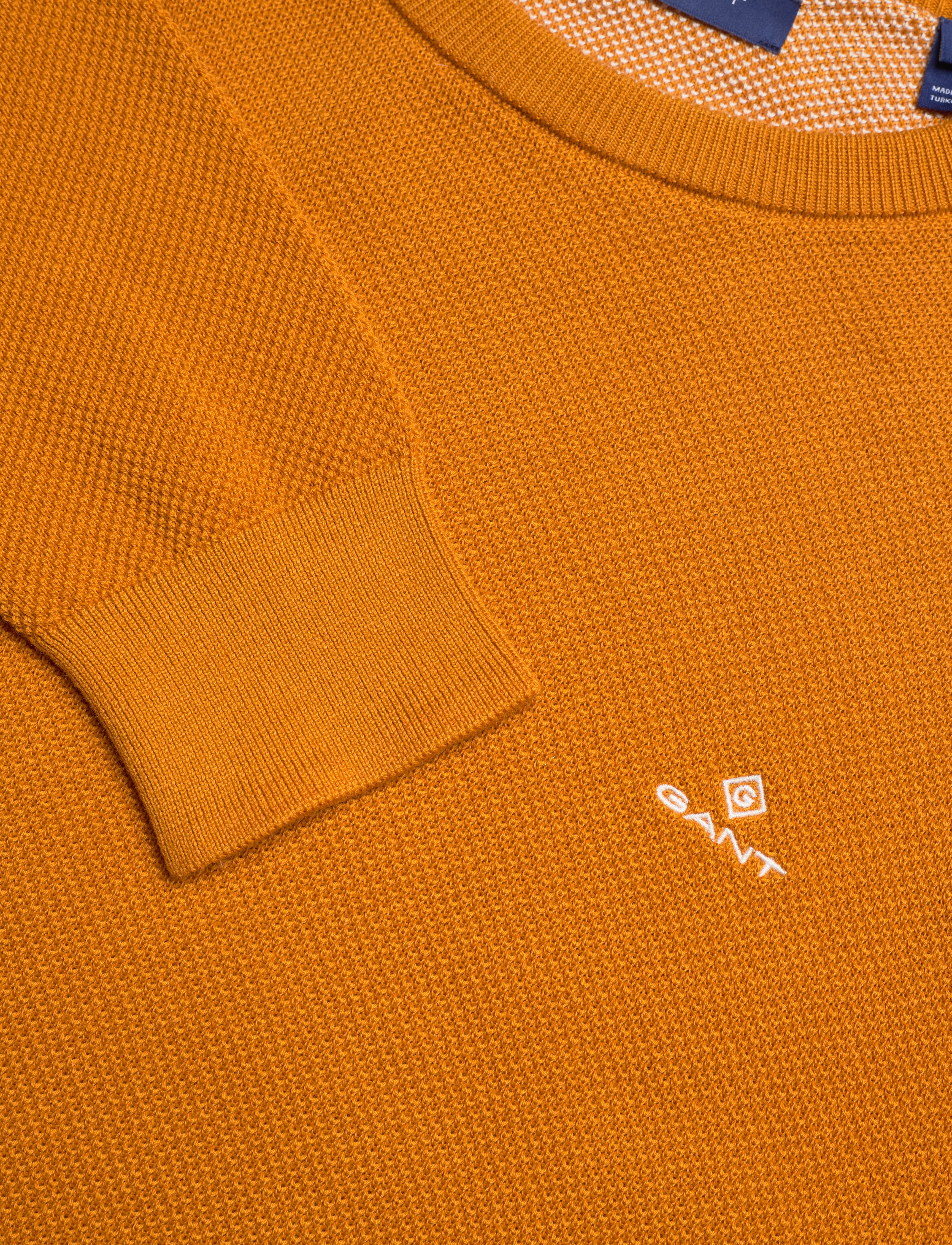 GANT - COTTON PIQUE C-NECK - dk mustard orange - 3
