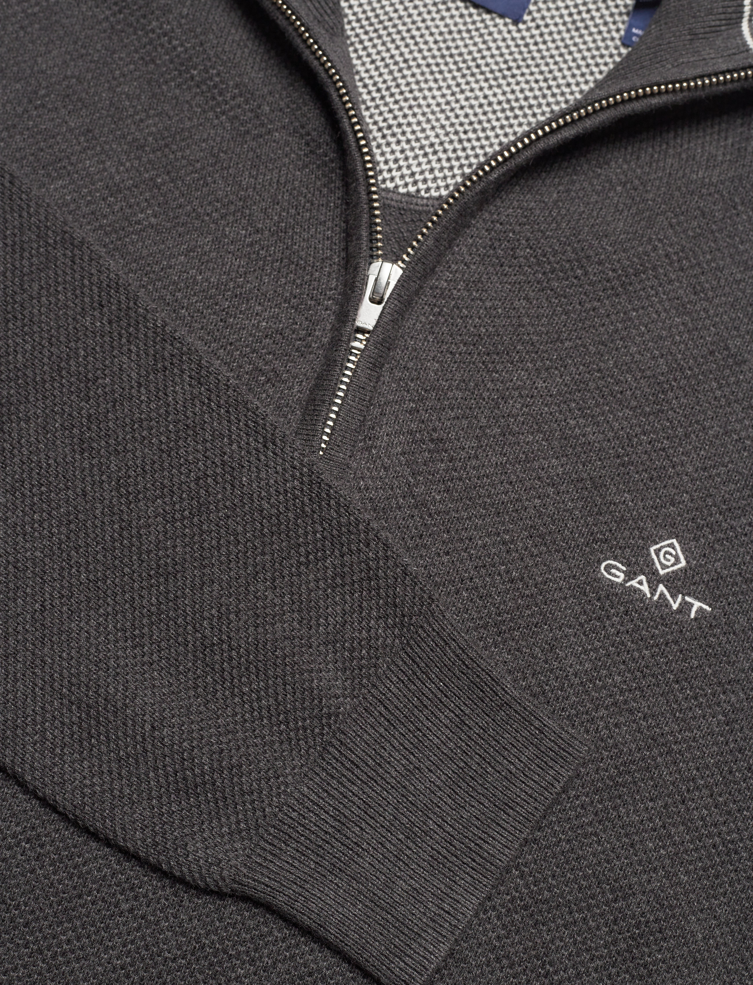 GANT - COTTON PIQUE HALF ZIP - antracit melange - 2