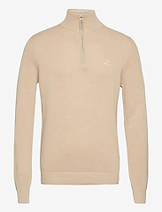 COTTON PIQUE HALF ZIP - DRY SAND