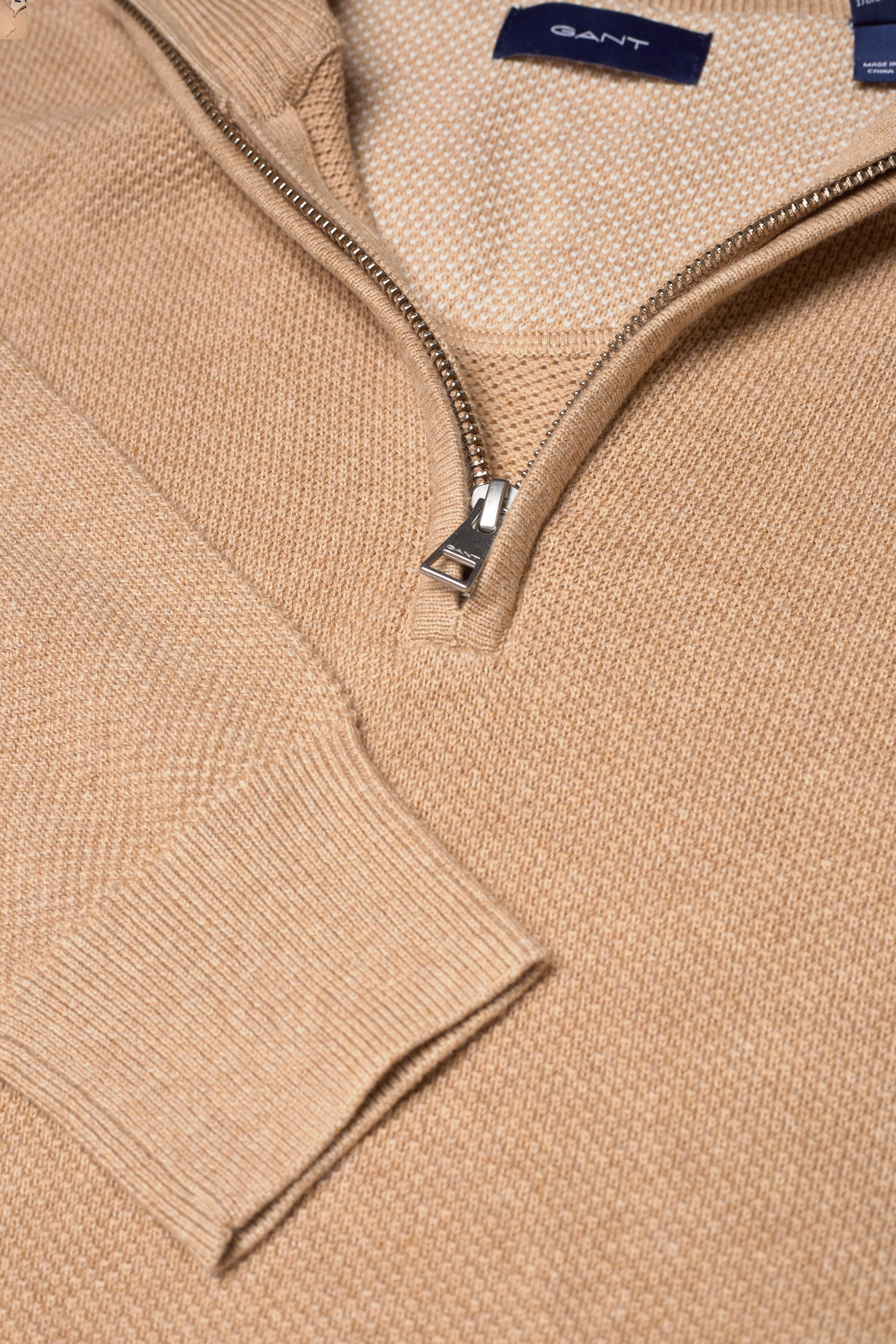 GANT - COTTON PIQUE HALF ZIP - khaki mel - 2