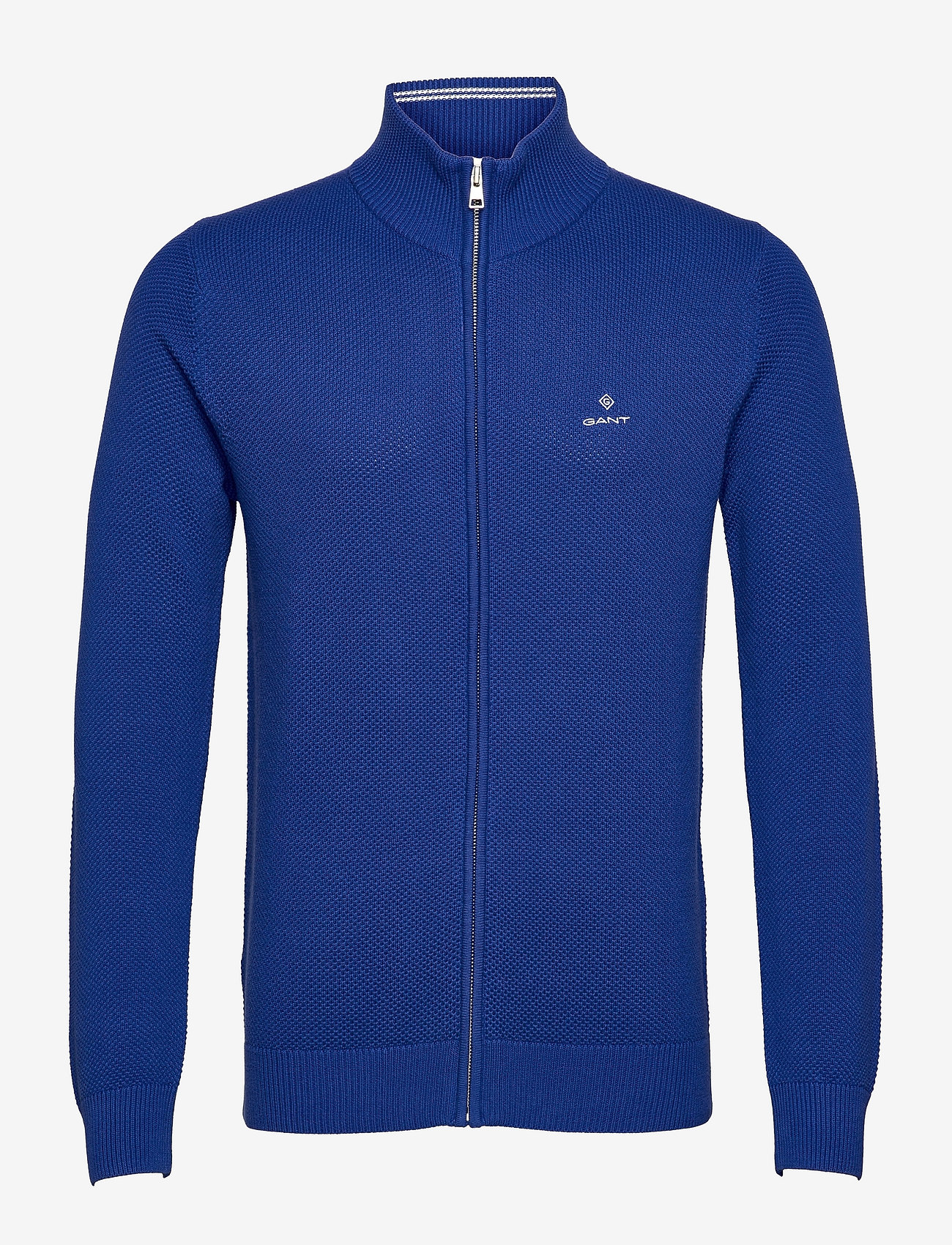 GANT - COTTON PIQUE ZIP CARDIGAN - college blue - 0