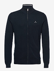GANT Cotton Pique Zip Cardigan knitwear shop at Booztlet