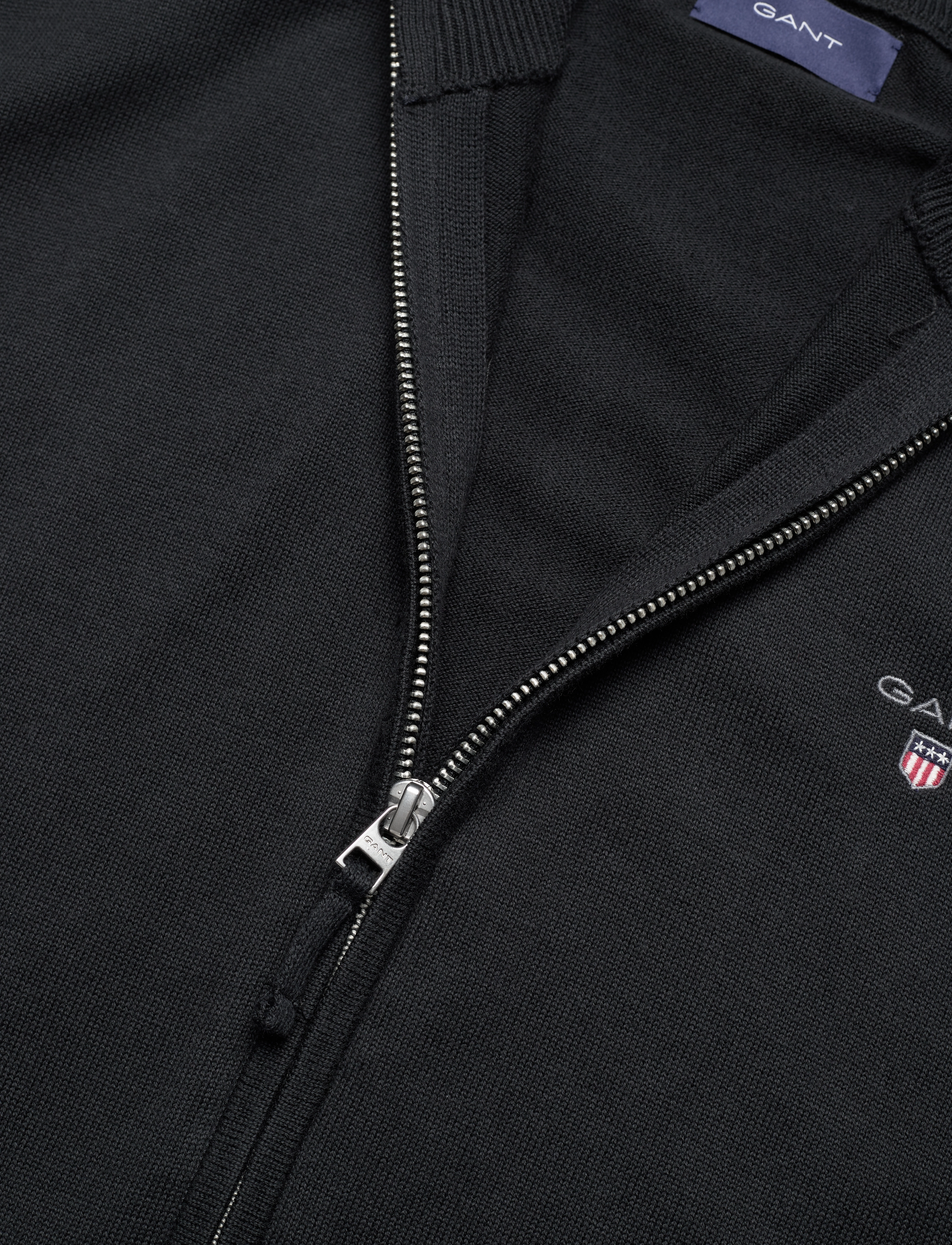 GANT - CLASSIC COTTON ZIP CARDIGAN - black - 2