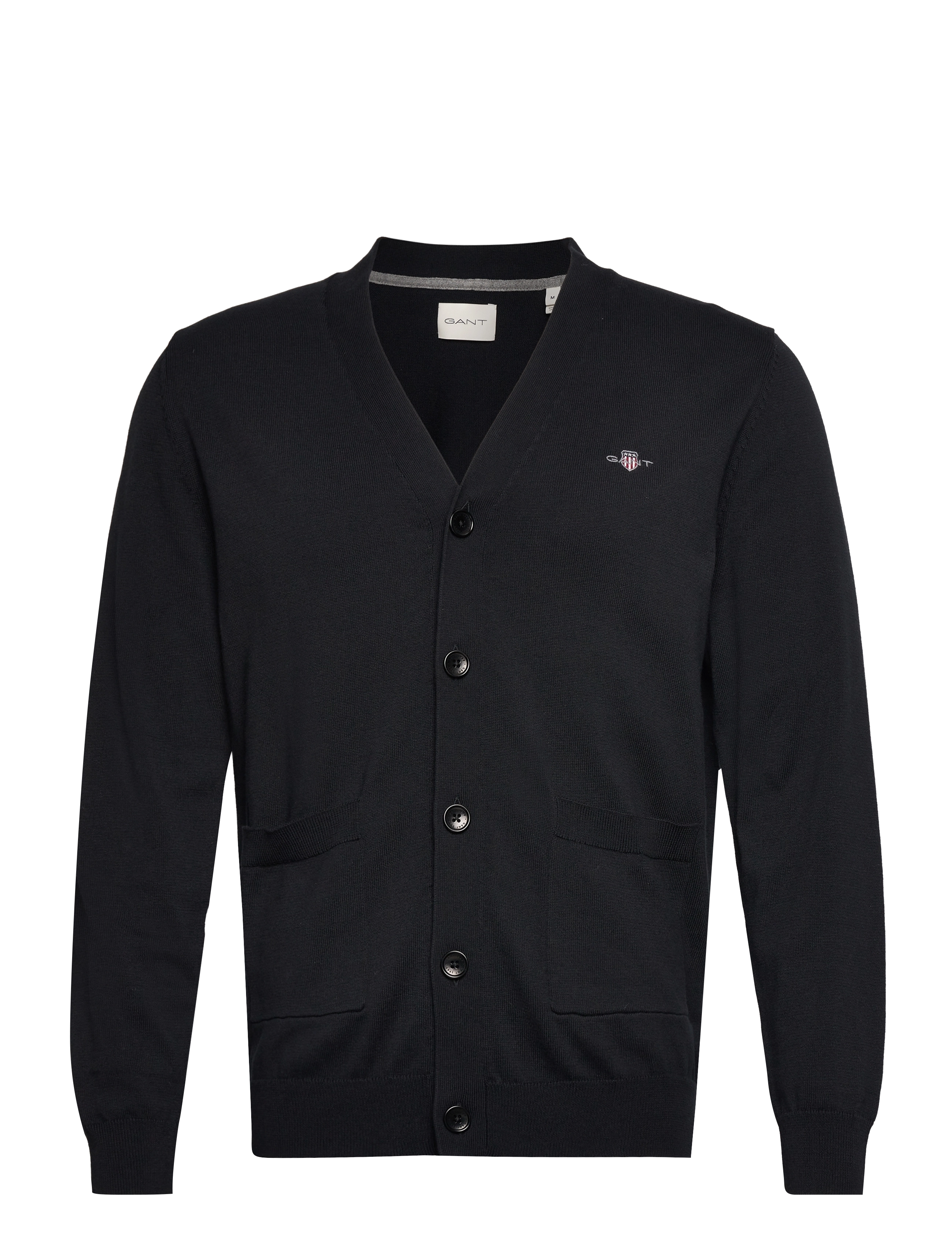 Gant CLASSIC COTTON V-CARDIGAN - Cardigans - BLACK / black