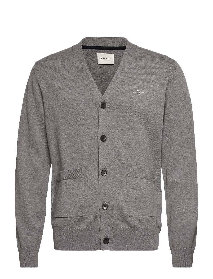 Gant - CLASSIC COTTON V-CARDIGAN - cardigans - dark grey melange - 1