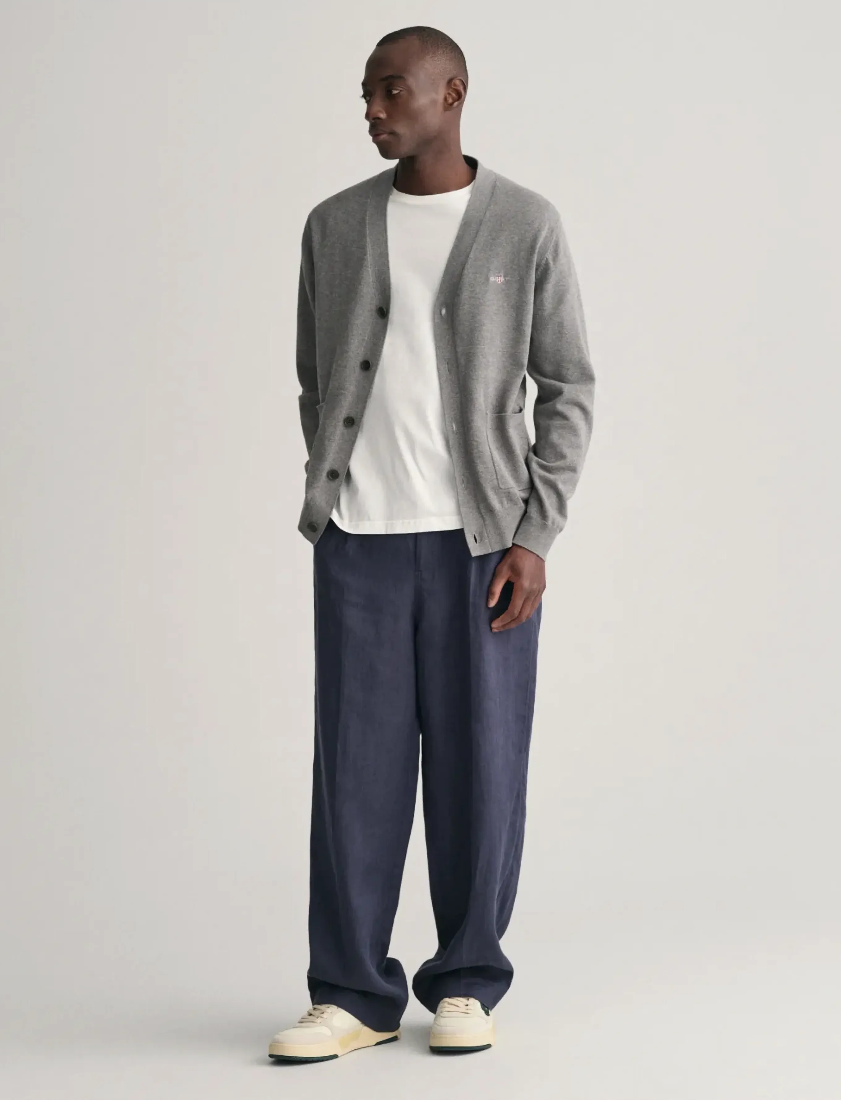 Gant - CLASSIC COTTON V-CARDIGAN - cardigans - dark grey melange - 5