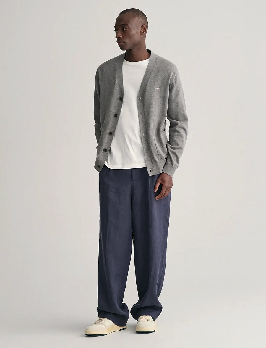Gant - CLASSIC COTTON V-CARDIGAN - cardigans - dark grey melange - 5