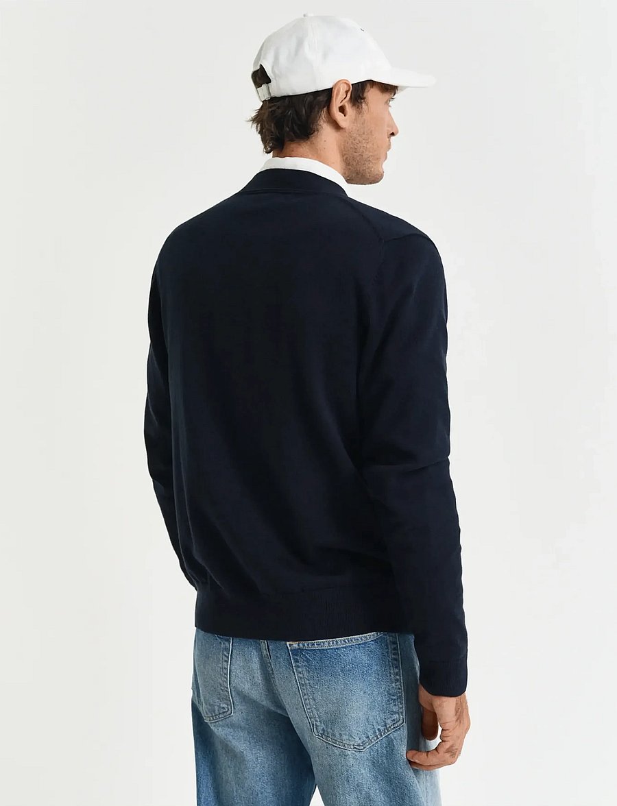 Gant - CLASSIC COTTON V-CARDIGAN - strickjacken - evening blue - 3