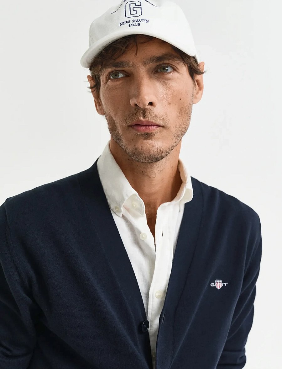 Gant - CLASSIC COTTON V-CARDIGAN - strickjacken - evening blue - 4