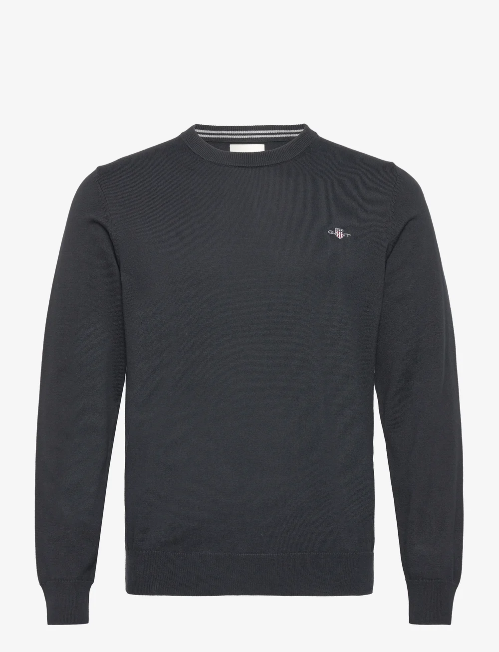 GANT - CLASSIC COTTON C-NECK - knitted round necks - black - 1