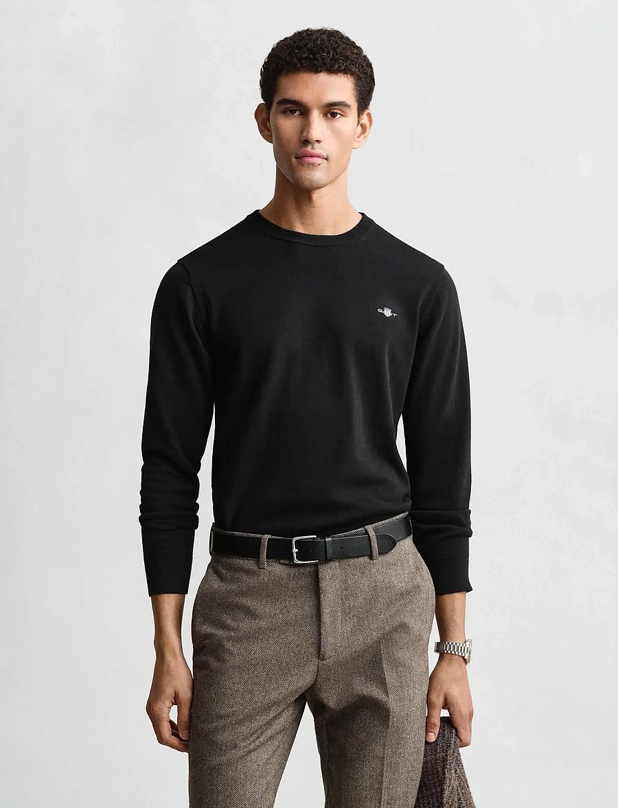 Gant - CLASSIC COTTON C-NECK - rund hals - black - 0