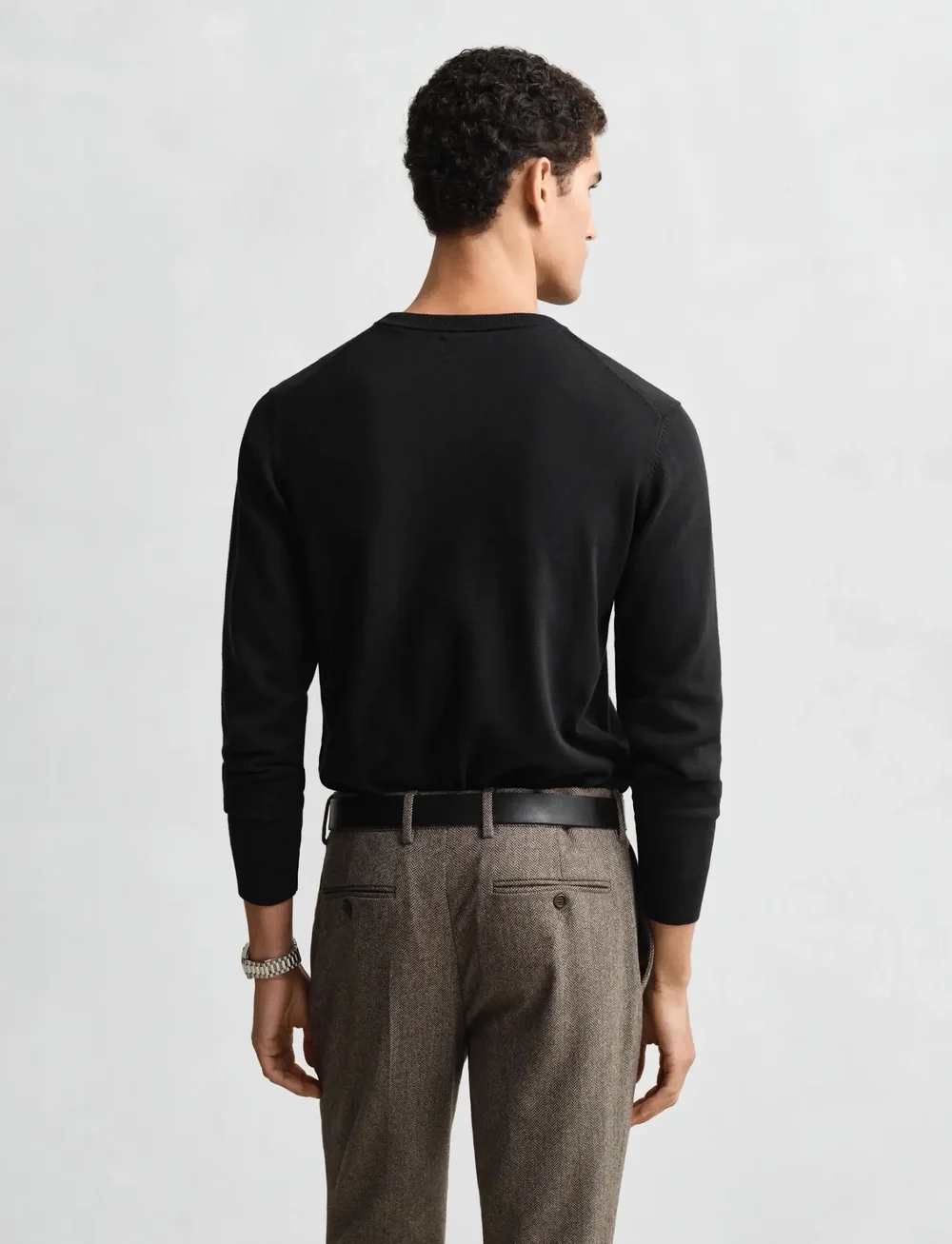 GANT - CLASSIC COTTON C-NECK - knitted round necks - black - 3