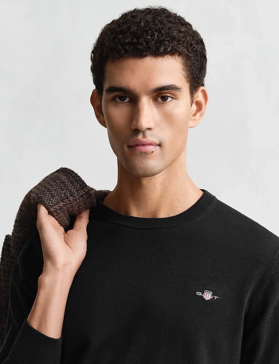 Gant - CLASSIC COTTON C-NECK - rund hals - black - 4