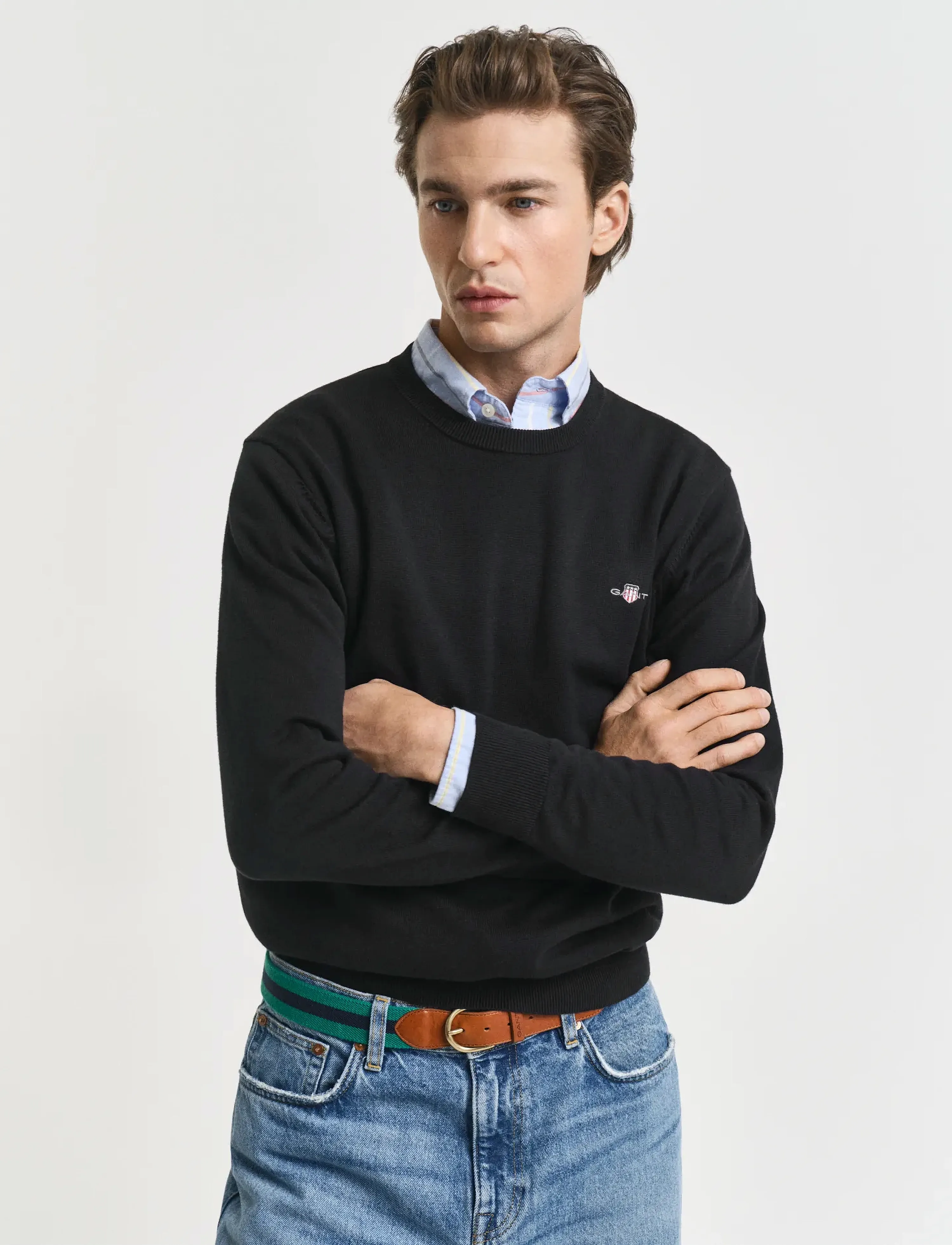 Gant Classic Cotton C-Neck långärmade t-shirts herr – bild 5
