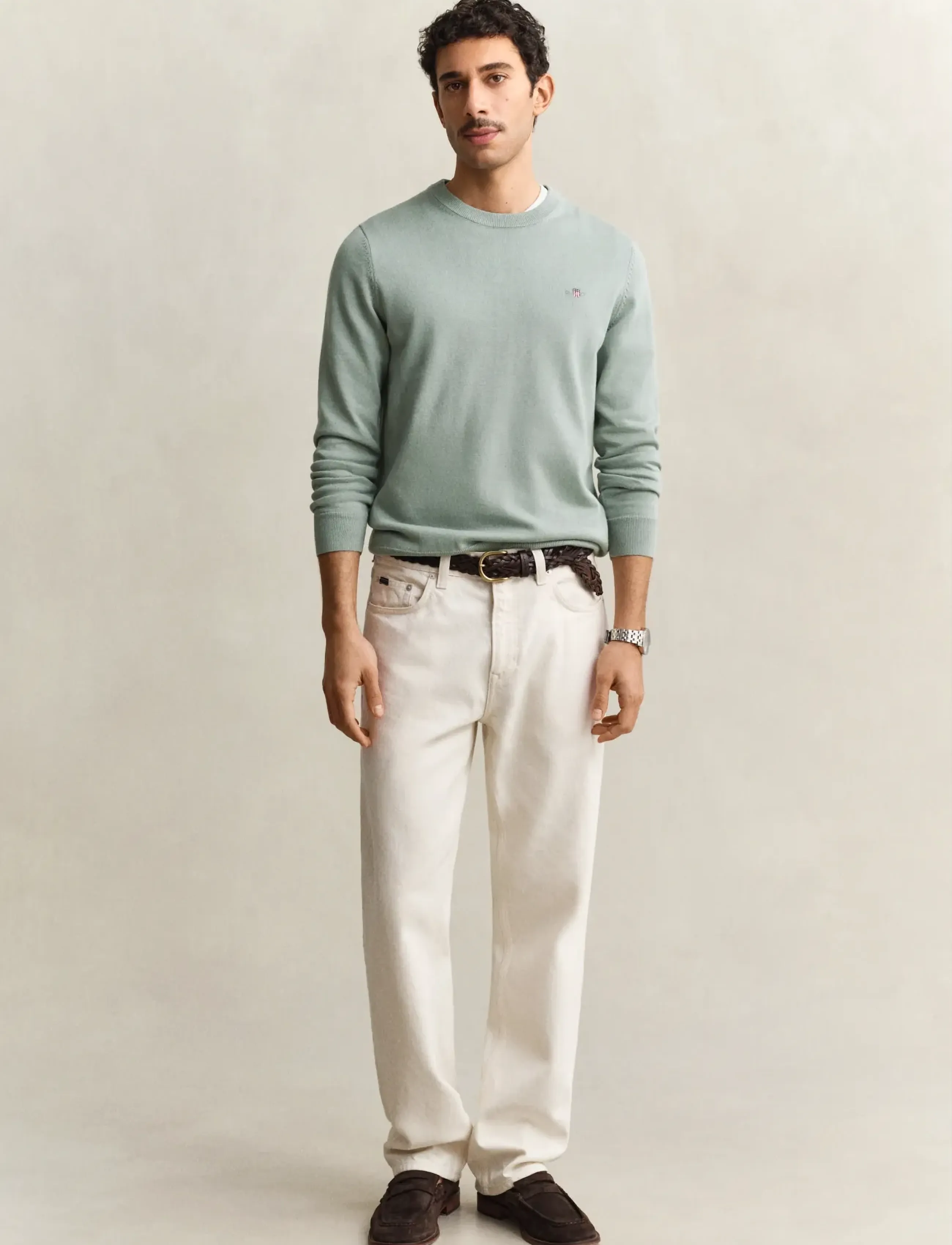 Gant - CLASSIC COTTON C-NECK - Ümmarguse kaelusega kudumid - ceramic grey - 5
