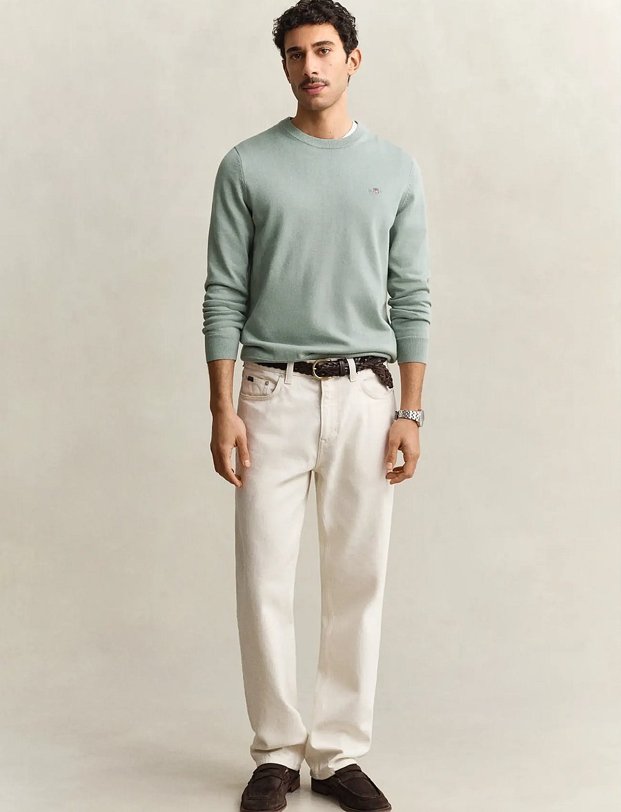 Gant - CLASSIC COTTON C-NECK - džemperi ar apaļu kakla izgriezumu - ceramic grey - 5