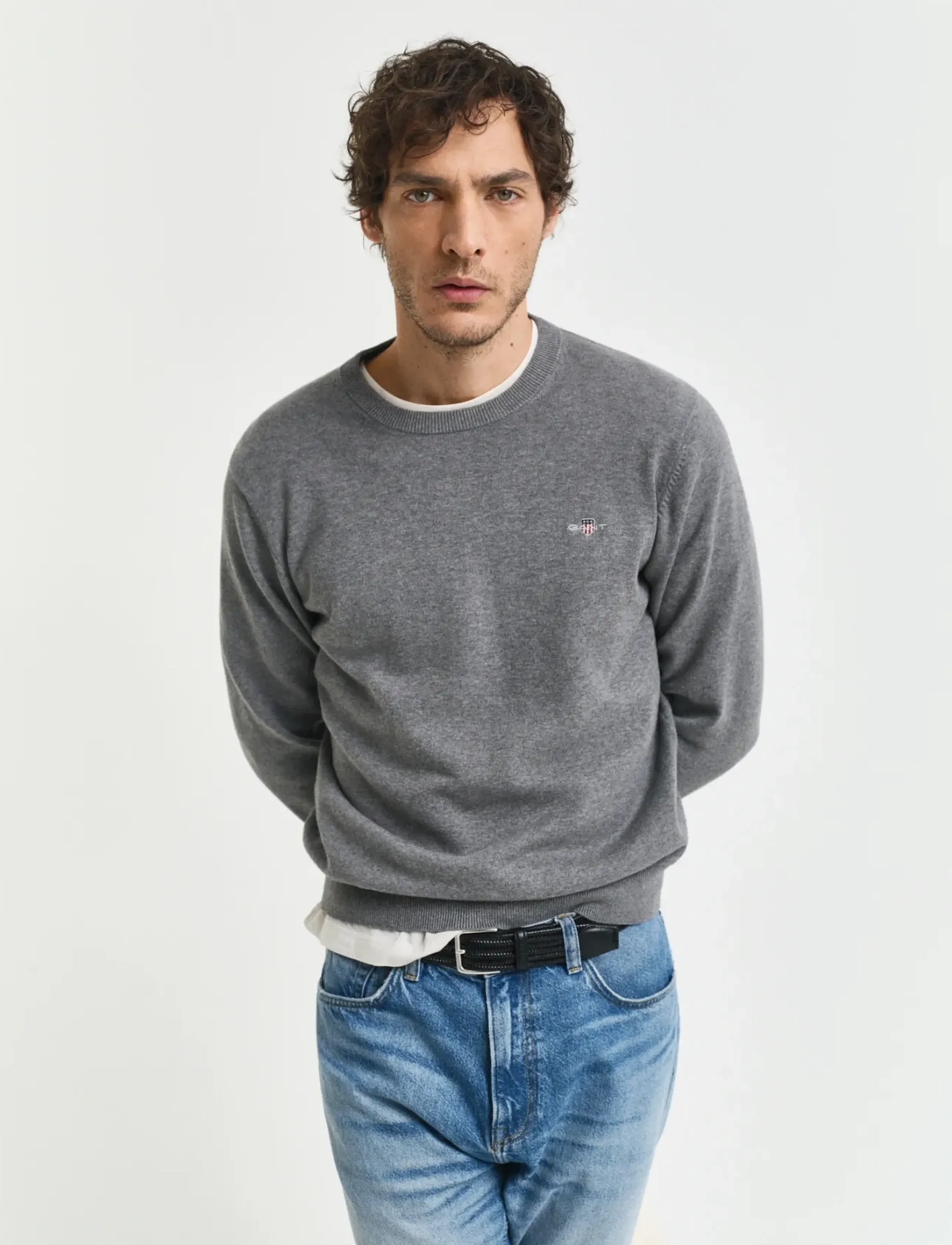 Gant Classic Cotton C-Neck långärmade t-shirts herr – bild 5