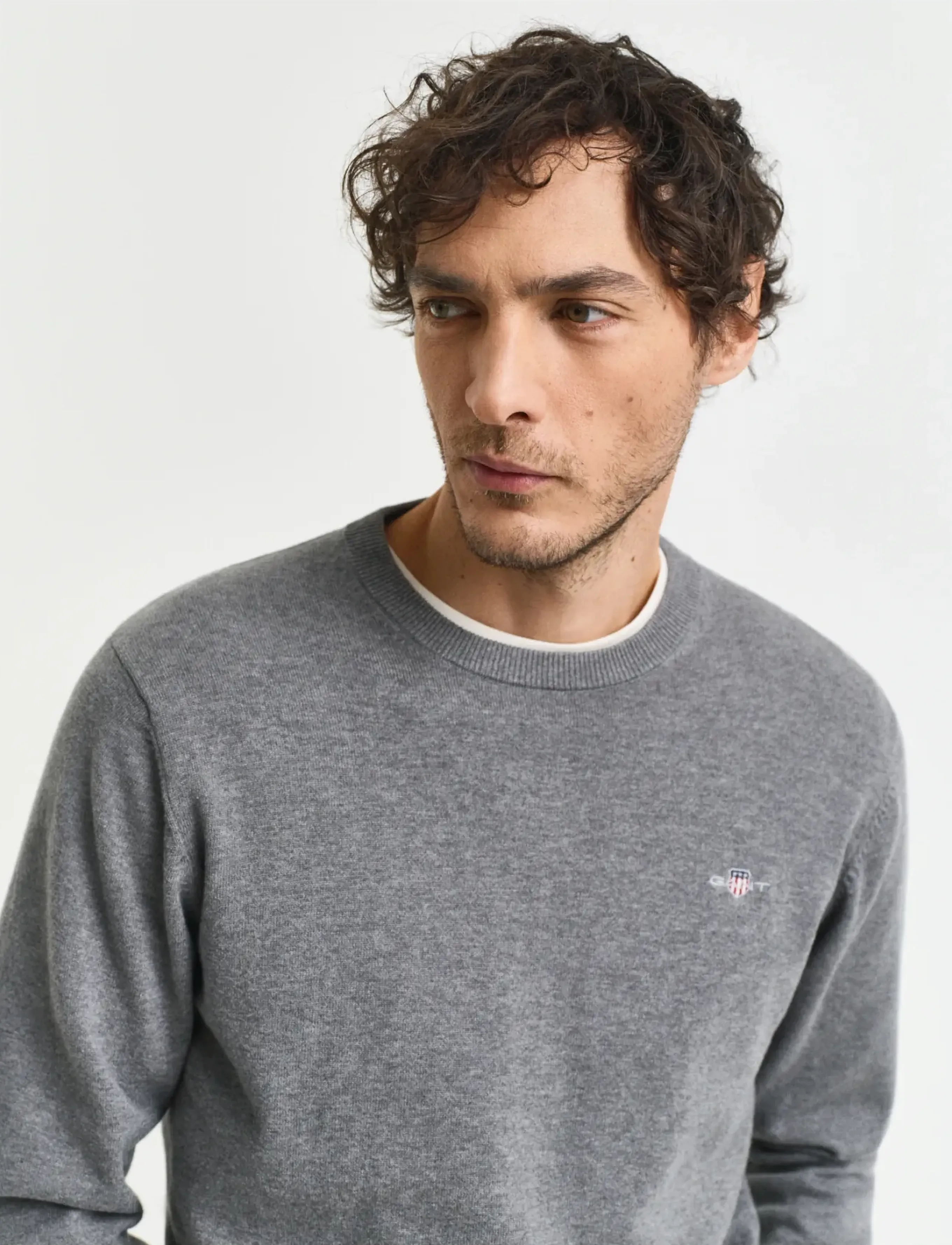 Gant Classic Cotton C-Neck långärmade t-shirts herr – bild 7