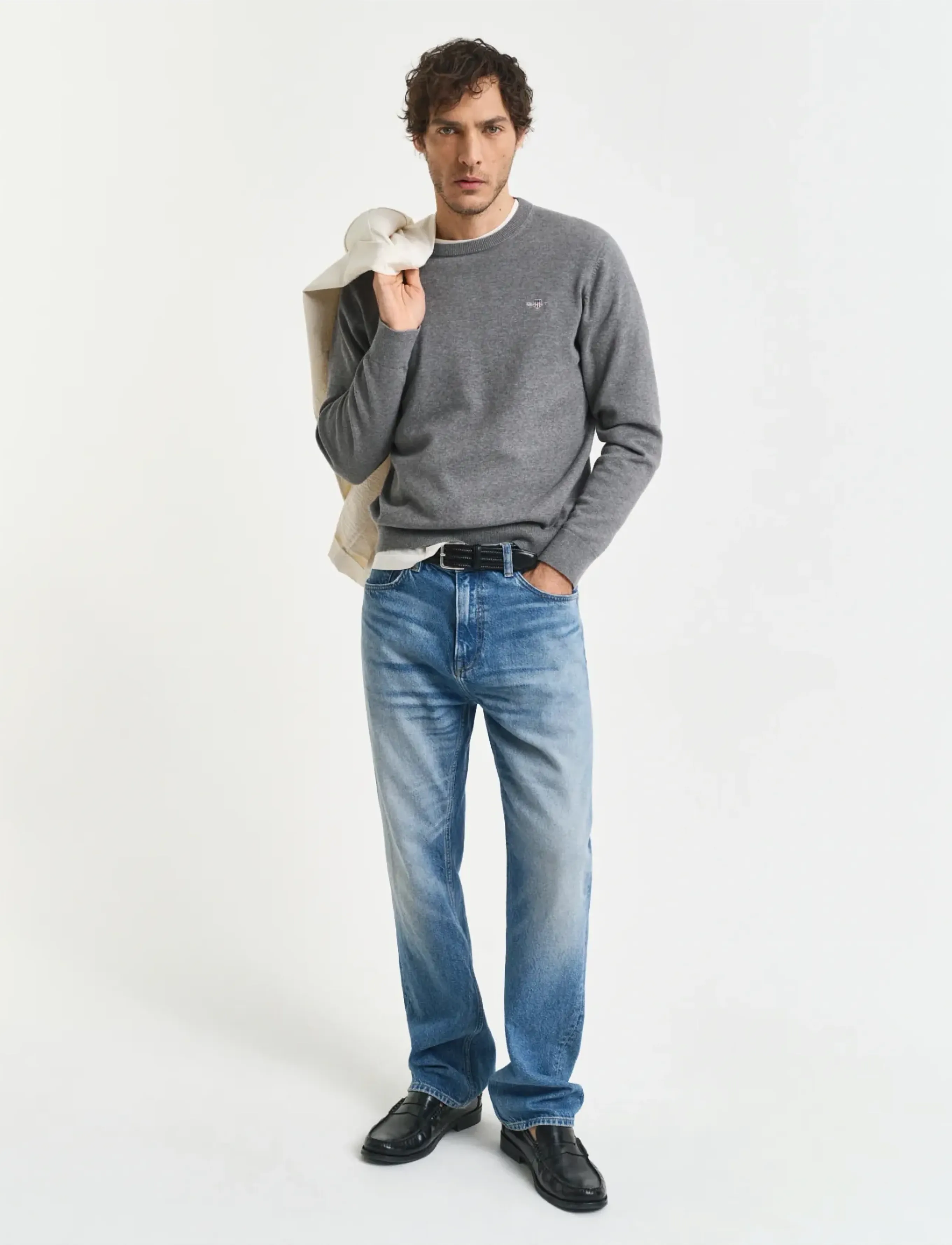 Gant Classic Cotton C-Neck långärmade t-shirts herr – bild 8