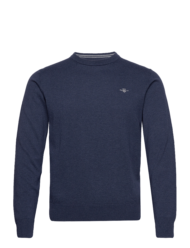 GANT - CLASSIC COTTON C-NECK - knitted round necks - dark jeansblue melange - 1
