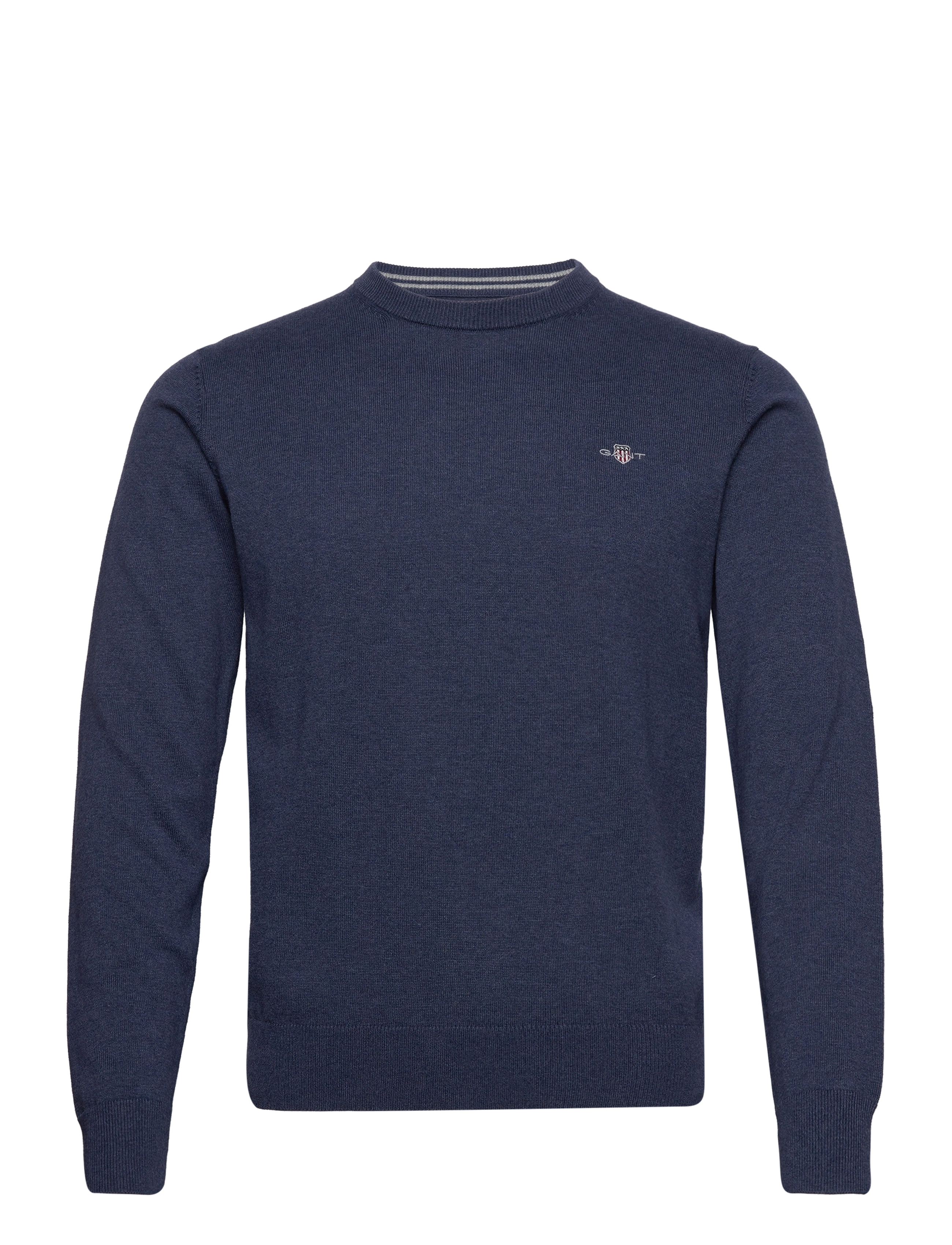 Gant CLASSIC COTTON C-NECK - Rundhalsad - DARK JEANSBLUE MELANGE / navy
