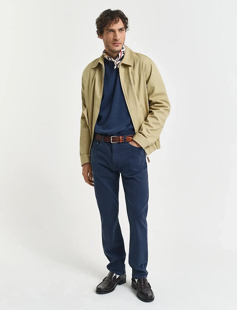 GANT - CLASSIC COTTON C-NECK - knitted round necks - dark jeansblue melange - 5