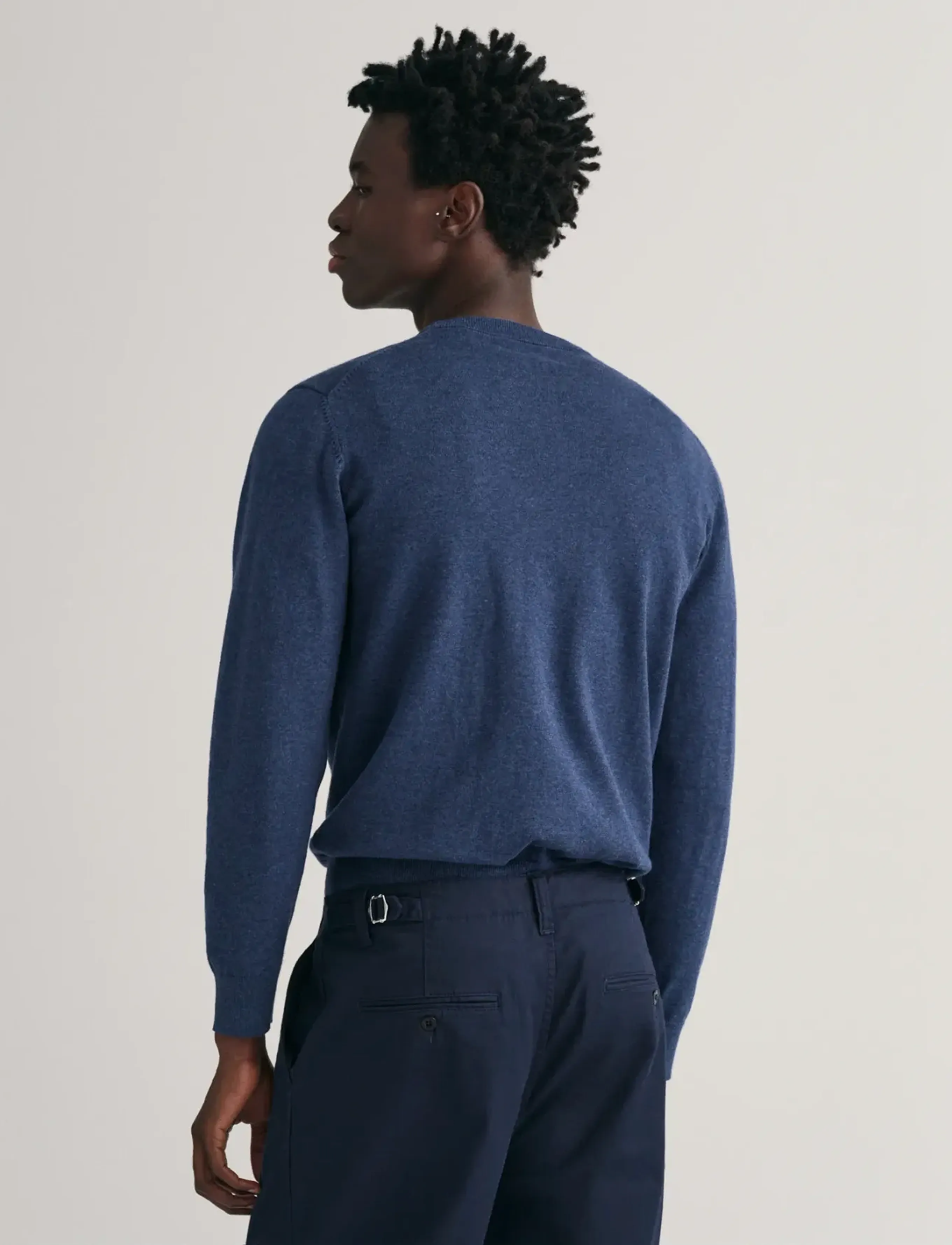 Gant CLASSIC COTTON C-NECK - Strickmode - DARK JEANSBLUE MELANGE / navy