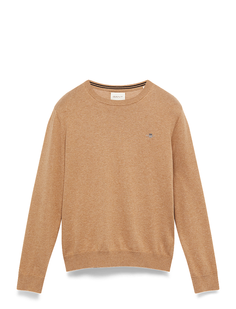 GANT - CLASSIC COTTON C-NECK - knitted round necks - dk. sand melange - 1
