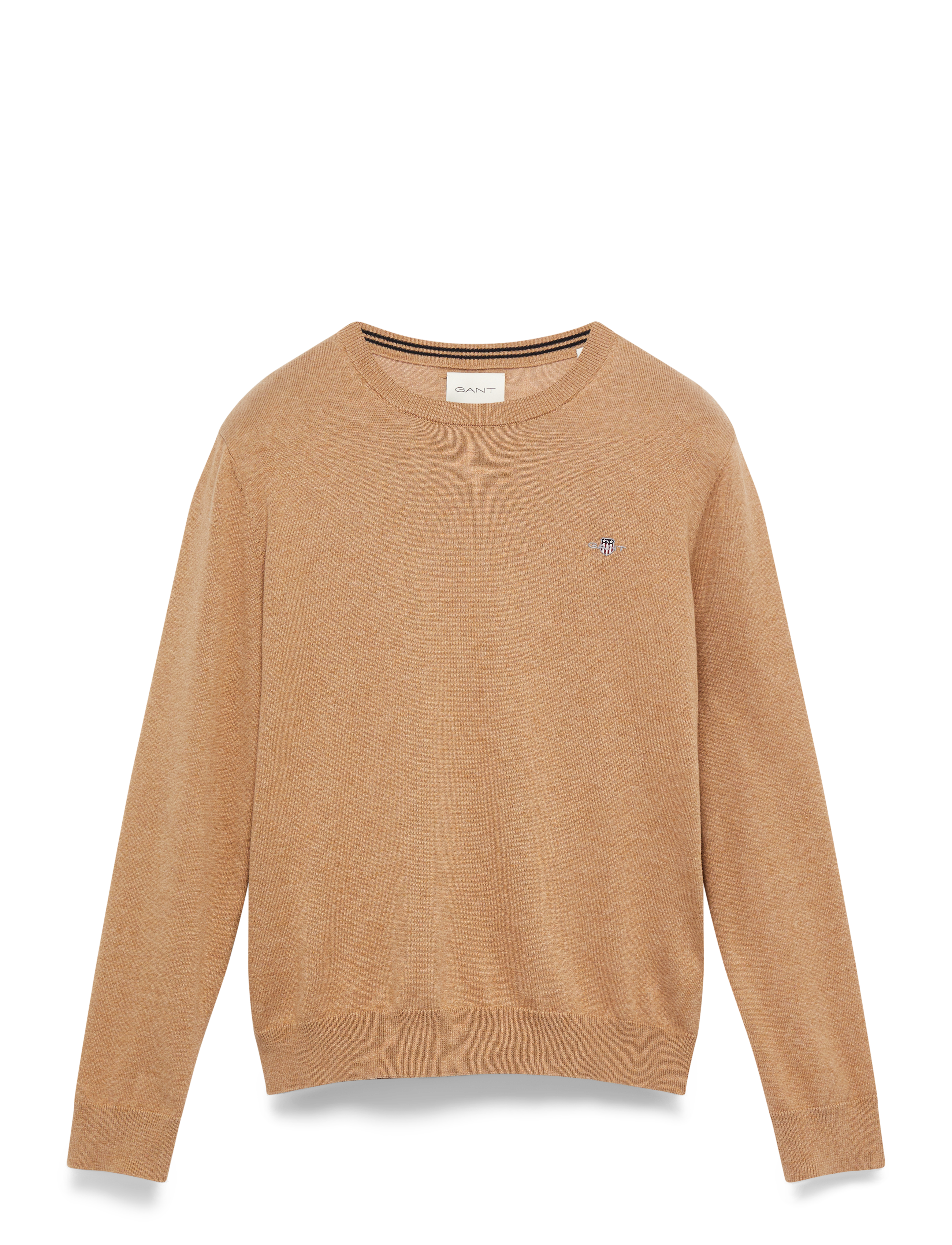 Gant CLASSIC COTTON C-NECK - Herbstersparnisse - DK. SAND MELANGE / beige