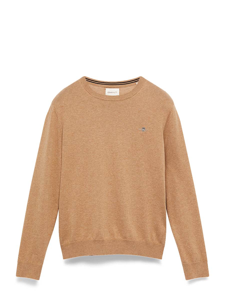 Gant - CLASSIC COTTON C-NECK - Ümara kaelusega - dk. sand melange - 1