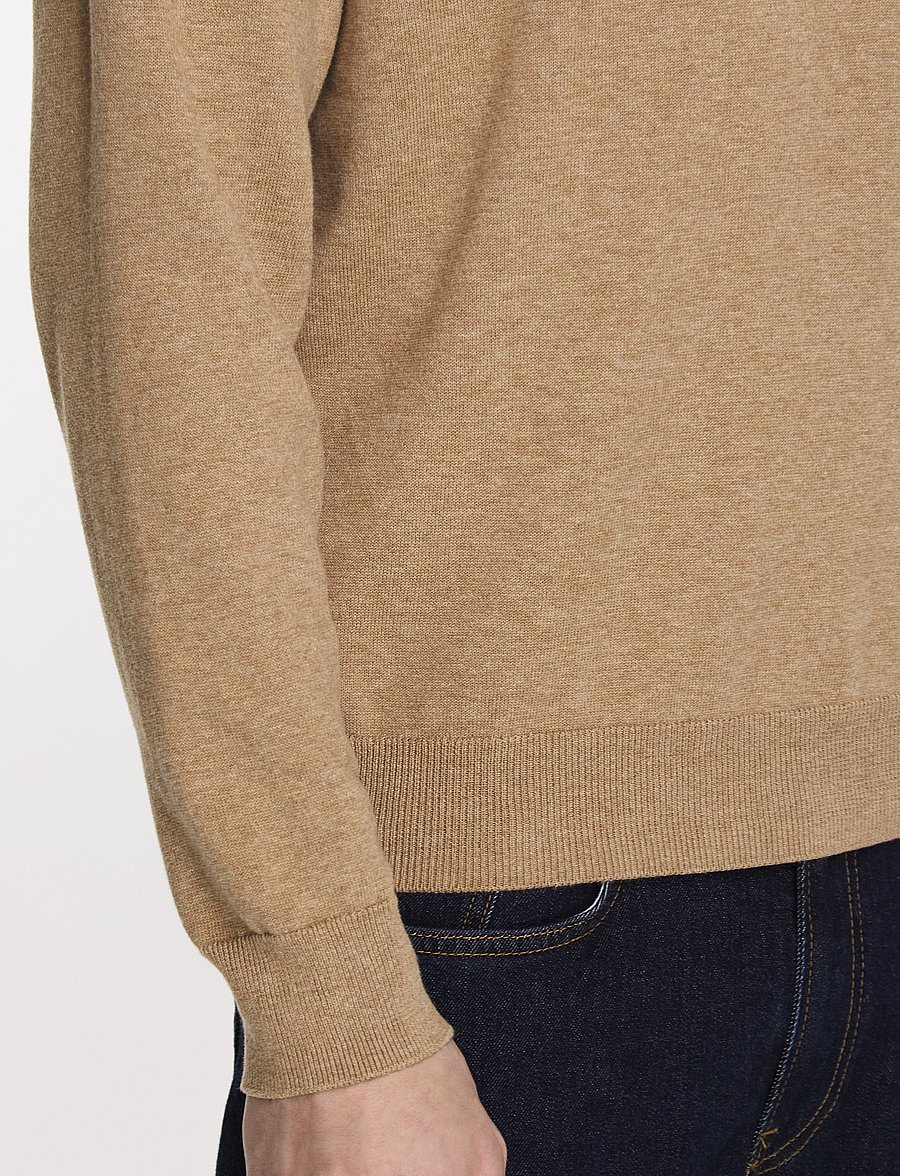 Gant - CLASSIC COTTON C-NECK - Ümara kaelusega - dk. sand melange - 5