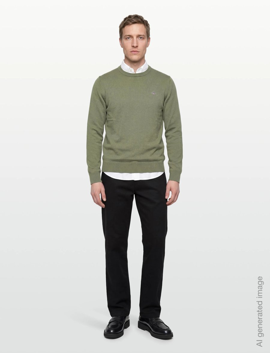 Gant - CLASSIC COTTON C-NECK - round necks - dry herb green - 0