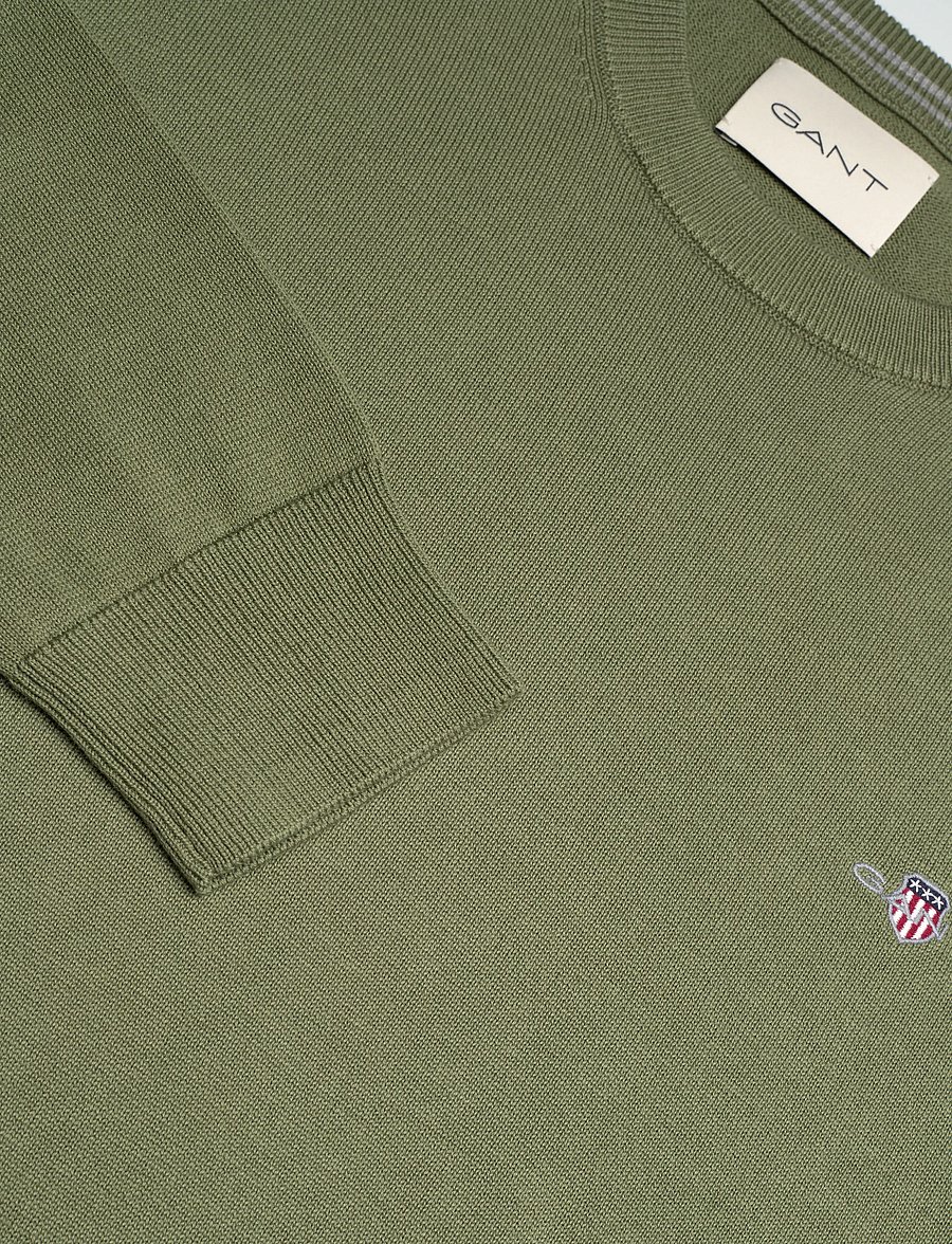 Gant - CLASSIC COTTON C-NECK - round necks - dry herb green - 5